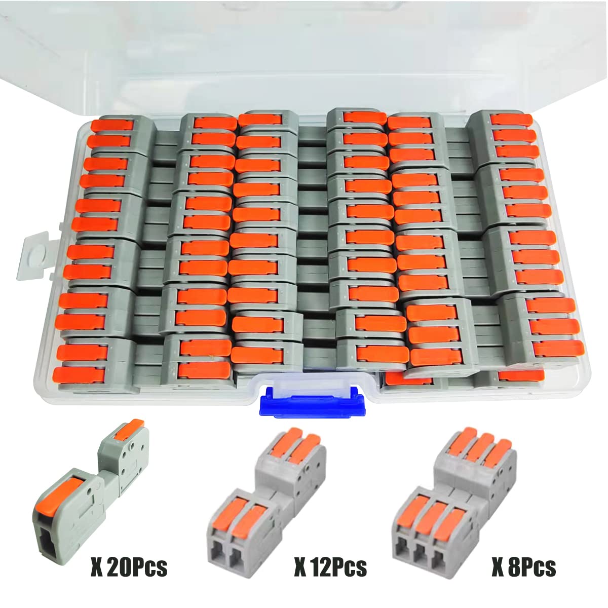 40 PCS Pluggable Wire Connectors Kit for AWG 24-12 - Hand Protecting Push-in Lever Electrical Connectors, Reusable Wire Splice Terminals for Automotive, Home & Industrial Wiring - Perfect for DIY, Electrical Repairs and Wiring Projects