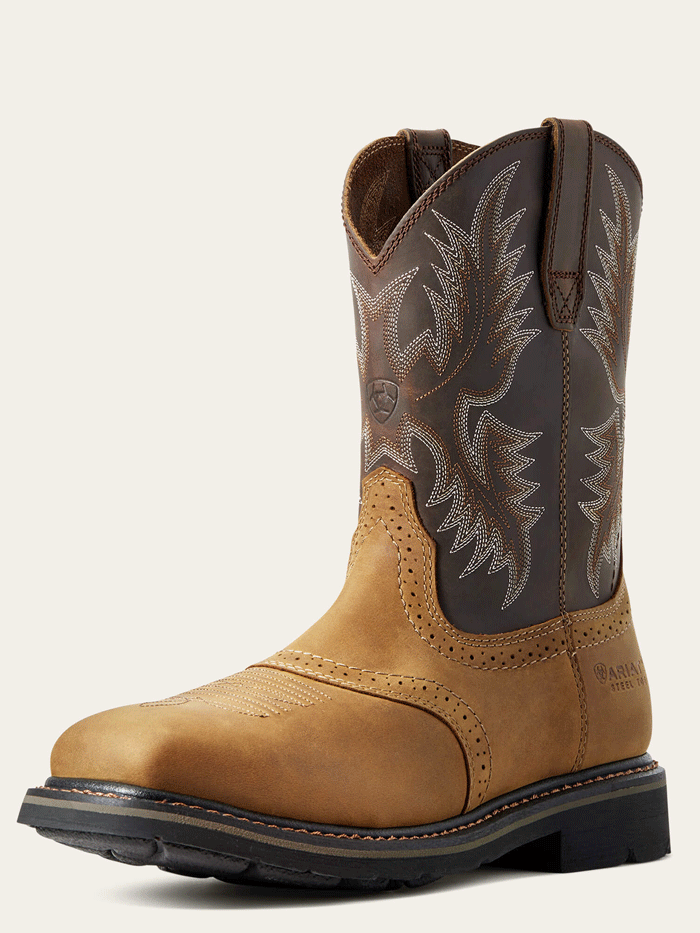 Ariat Men's Sierra Wide Square Toe Steel Toe Work Boots - Aged Bark Tan - Durable Safety Boots for Construction, Ranch & Outdoor Work