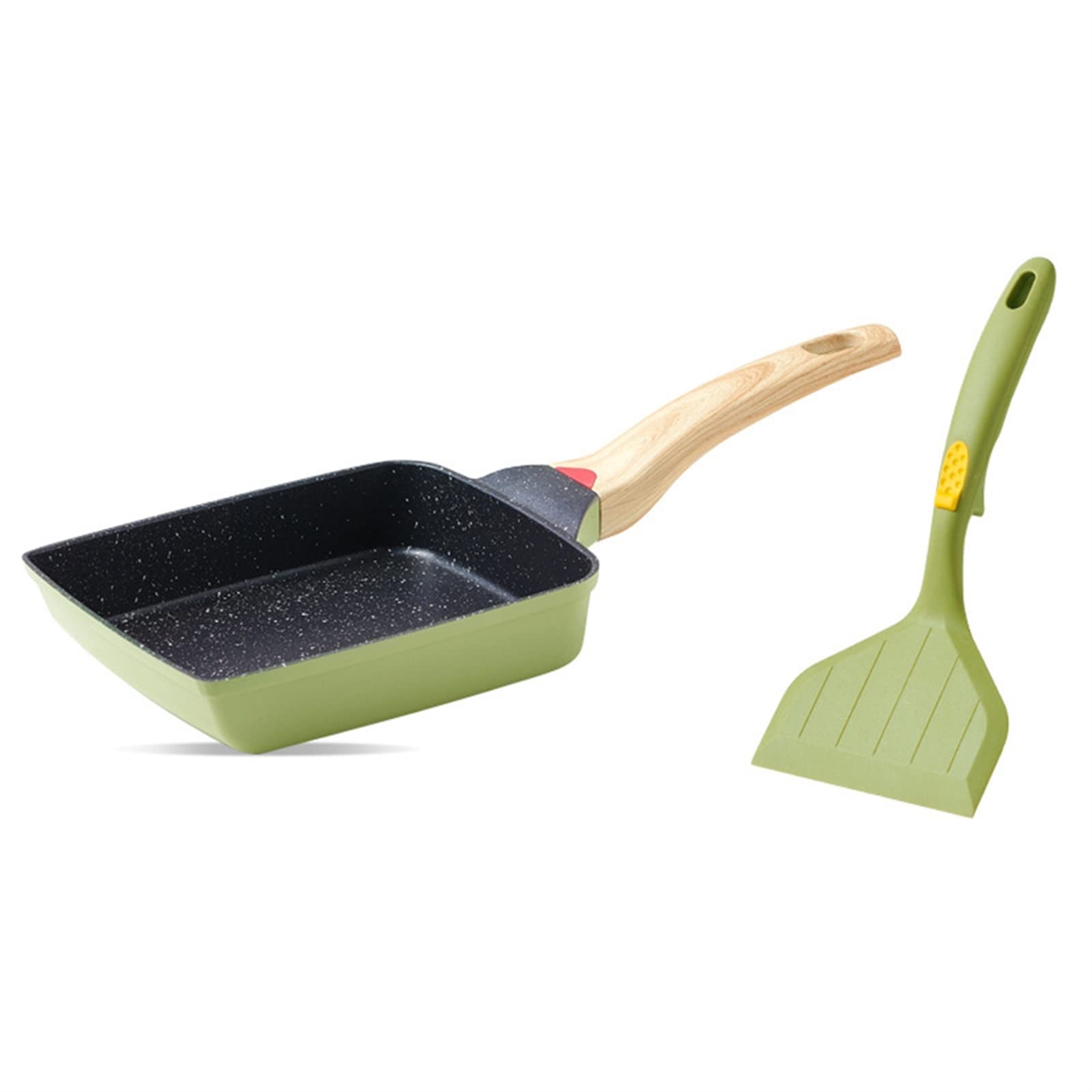 Non-Stick Green Frying Pan - Japanese Omelet & Pancake Maker - Aluminum Alloy Cookware for Kitchen - 15x19 Inch Set - Perfect for Breakfast, Eggs, Crepes & Stir-Fry Cooking