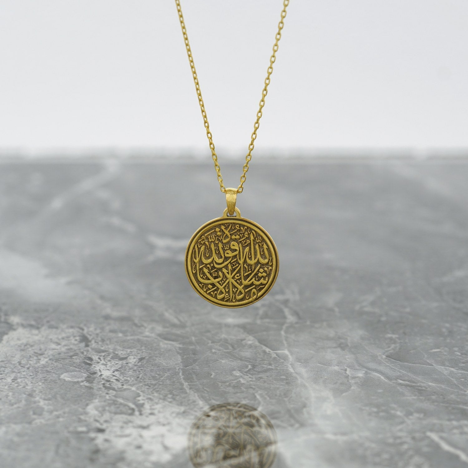 Islamic Necklace - Mashallah La Quwwata Illa Billah 18K Gold Plated Silver Pendant for Women | Elegant Muslim Jewelry Gift for Eid, Ramadan & Daily Wear