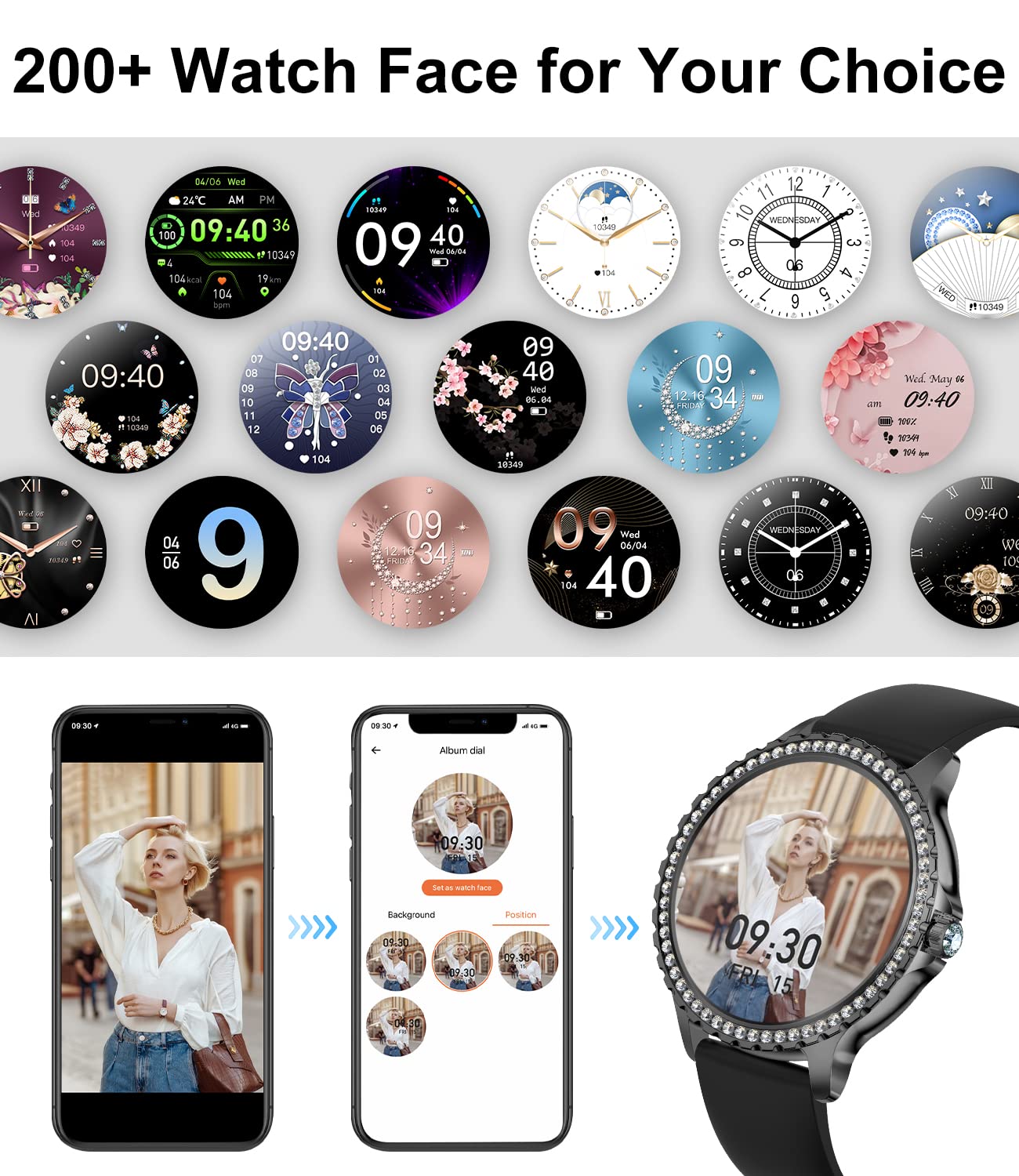 Elegant Diamond Smart Watch for Women - 1.32