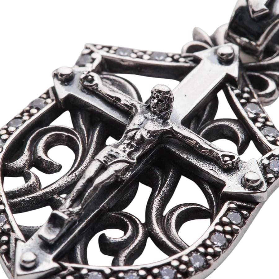 Men's Rocker Jesus Silver Cross Pendant Necklace - Religious Jewelry for Christian Faith & Gothic Style - Perfect for Church, Concerts & Everyday Wear