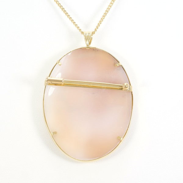 18K Yellow Gold Shell Cameo 2-Way Convertible Necklace & Brooch Set with Certificate - Perfect for Weddings, Anniversaries & Vintage Jewelry Collectors