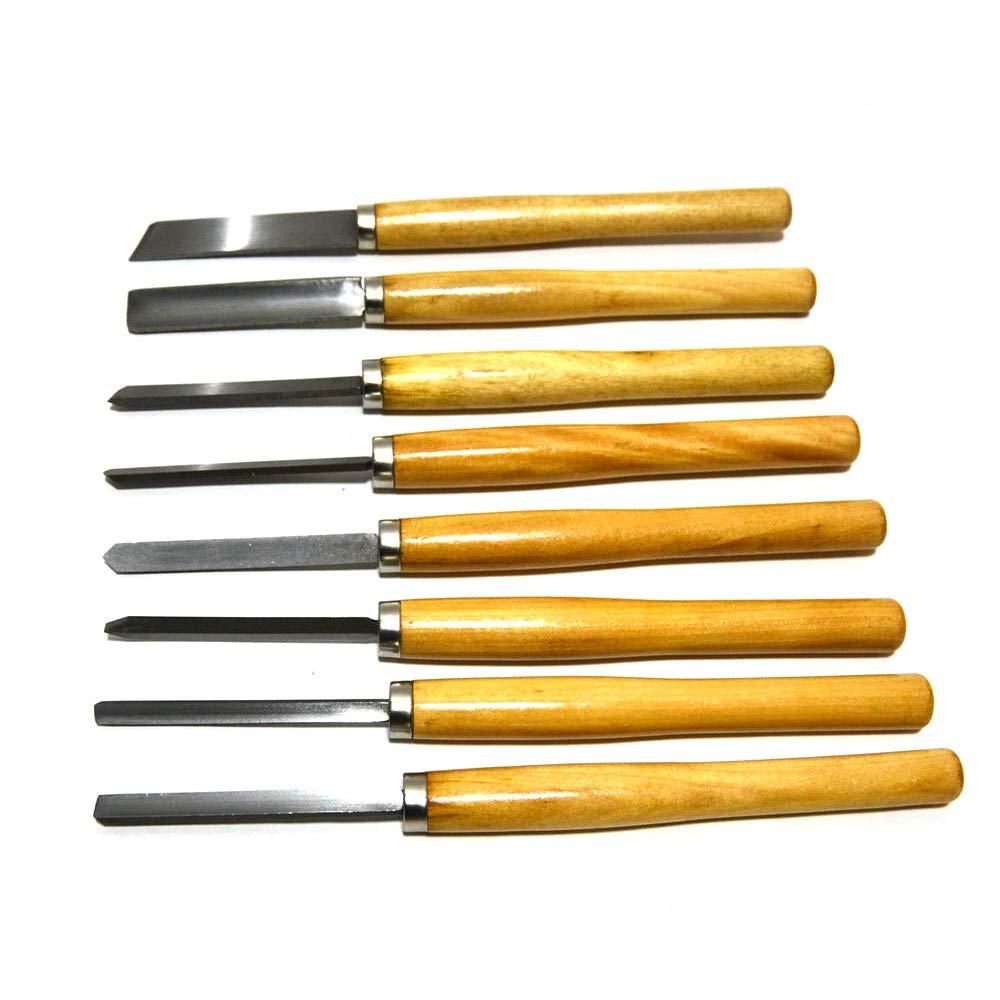 8-Piece Wood Lathe Chisels Set - Professional Woodturning & Carving Tools for Woodworking, Carpenter Work - Perfect for DIY Projects, Furniture Making, and Bowl Turning