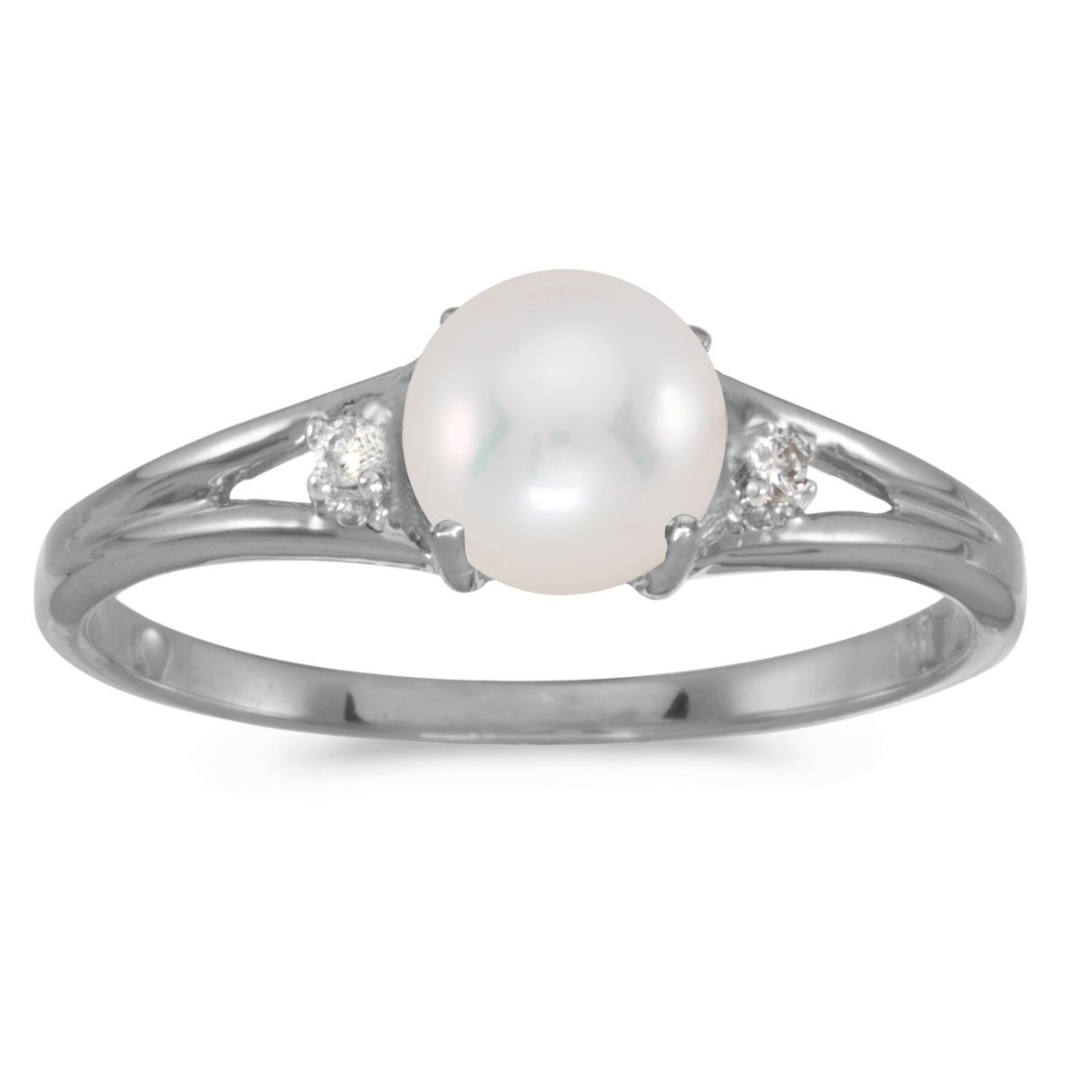 14K White Gold Freshwater Cultured Pearl and Diamond Ring for Women - Elegant Bridal Jewelry, Anniversary Gift, Wedding Band, Engagement Ring, Valentine's Day Present