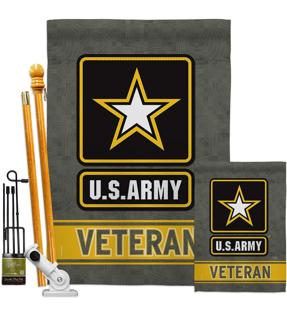 US Army Veteran Garden Flag Kit - Double-Sided 28x40 Inch Military Yard Banner for Armed Forces, Rangers & Retirees | Patriotic Home Decor Made in USA | Perfect for Memorial Day, Veterans Day & Front Yard Displays