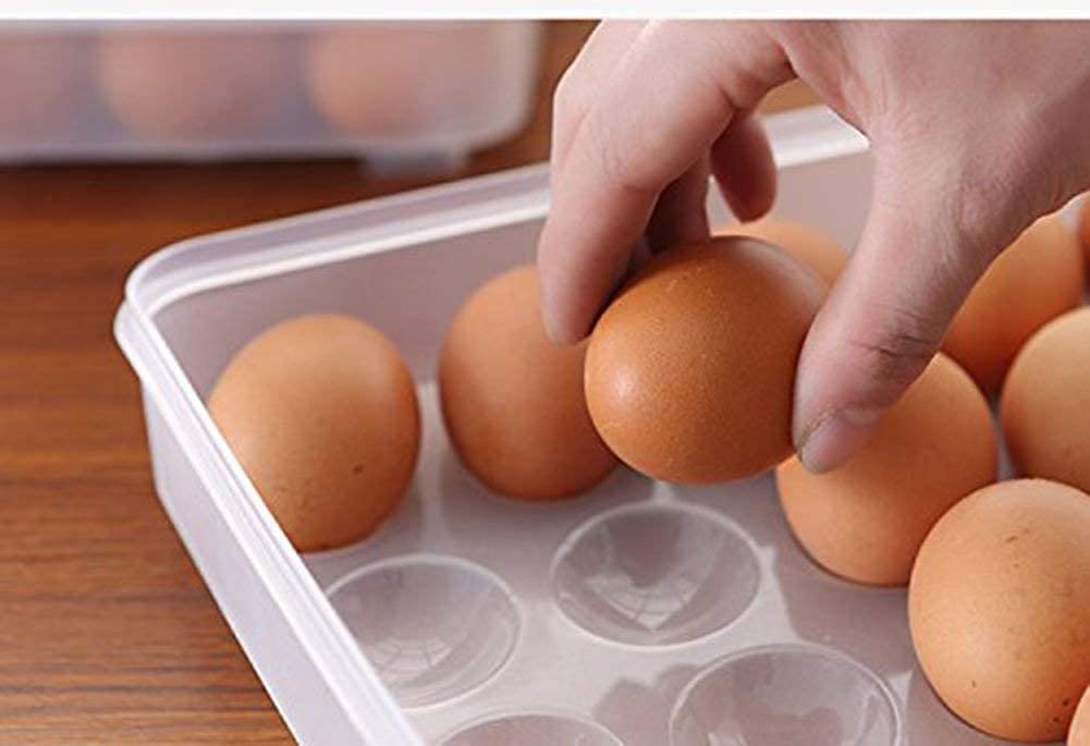 Vruta 24-Slot Stackable Egg Storage Container - Plastic Refrigerator Organizer Tray for Kitchen (31x23x6 cm) - Perfect for Fridge Organization & Farm Fresh Egg Storage