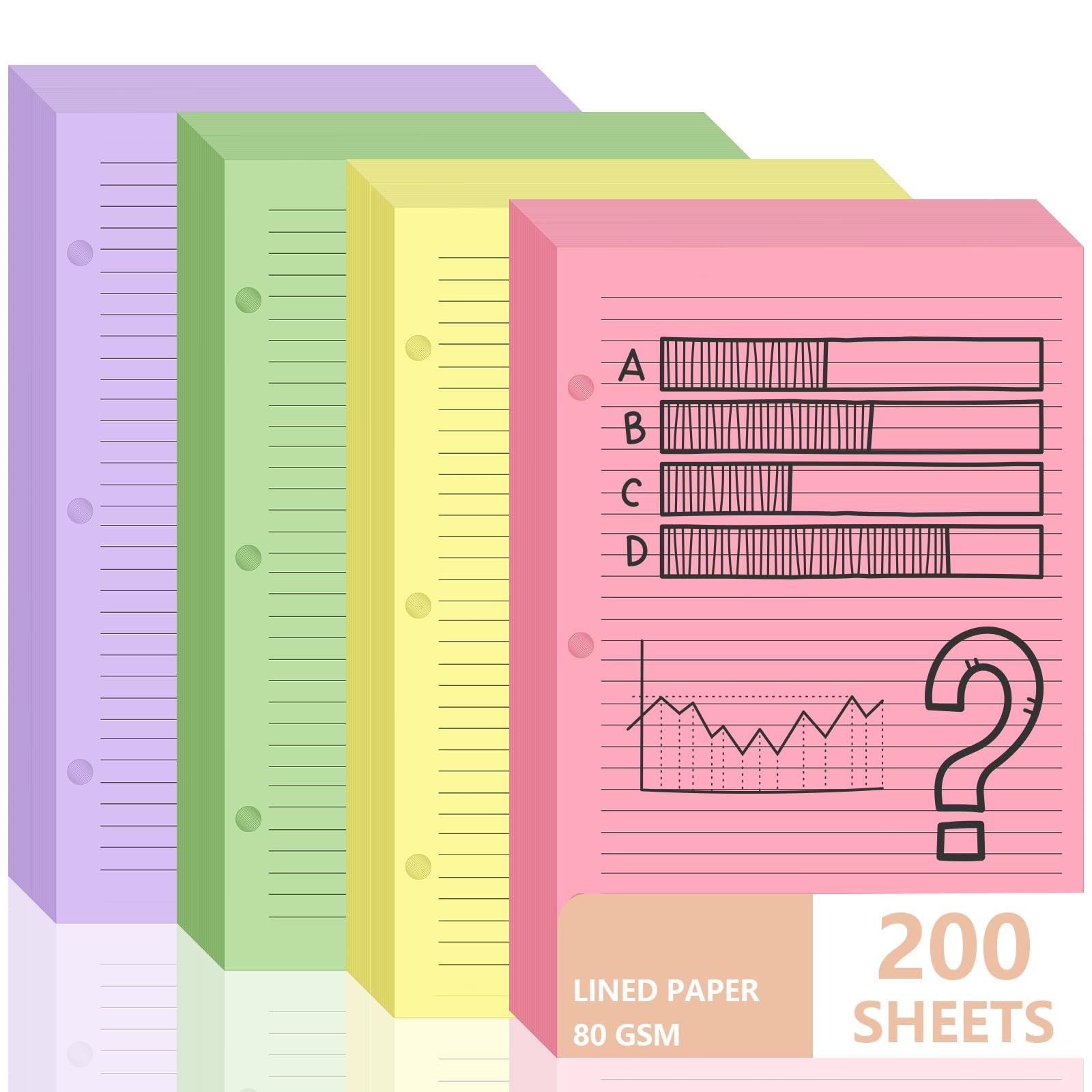200-Sheet Half Letter Lined Paper - 5.5