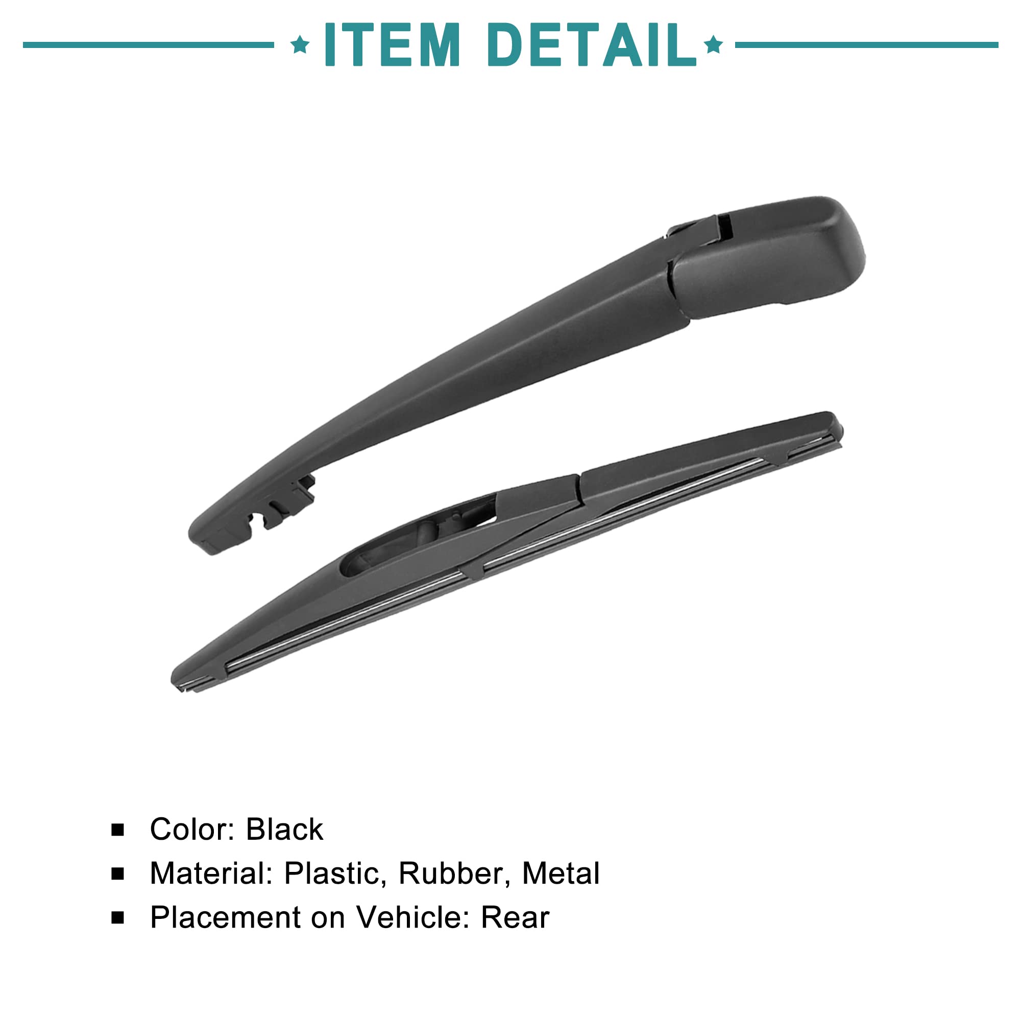 ACROPIX Rear Windshield Wiper Blade & Arm Replacement for Mitsubishi Outlander Sport - 1 Set Black - Perfect for Rainy Weather & Winter Driving Conditions