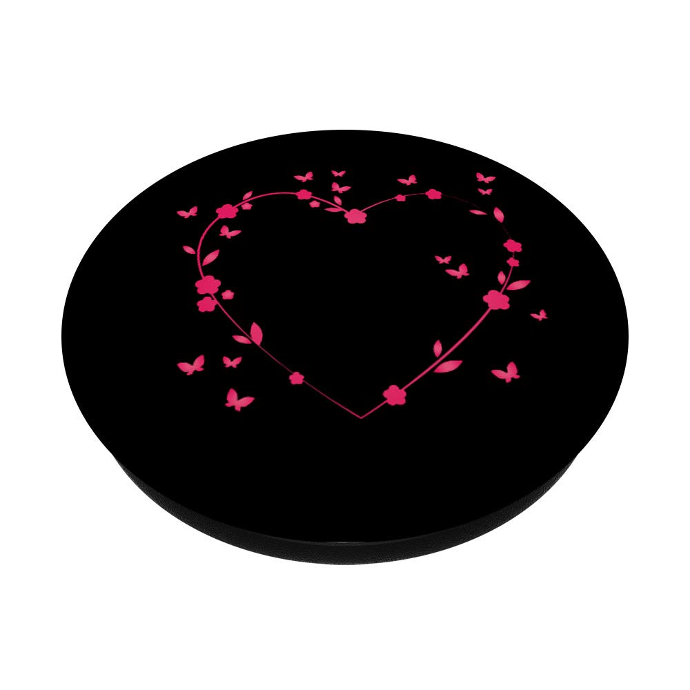 PopSocket Pink Heart Butterflies Expandable Swappable Phone Grip for iPhone 11 - Perfect for Everyday Use, Travel, and Selfies