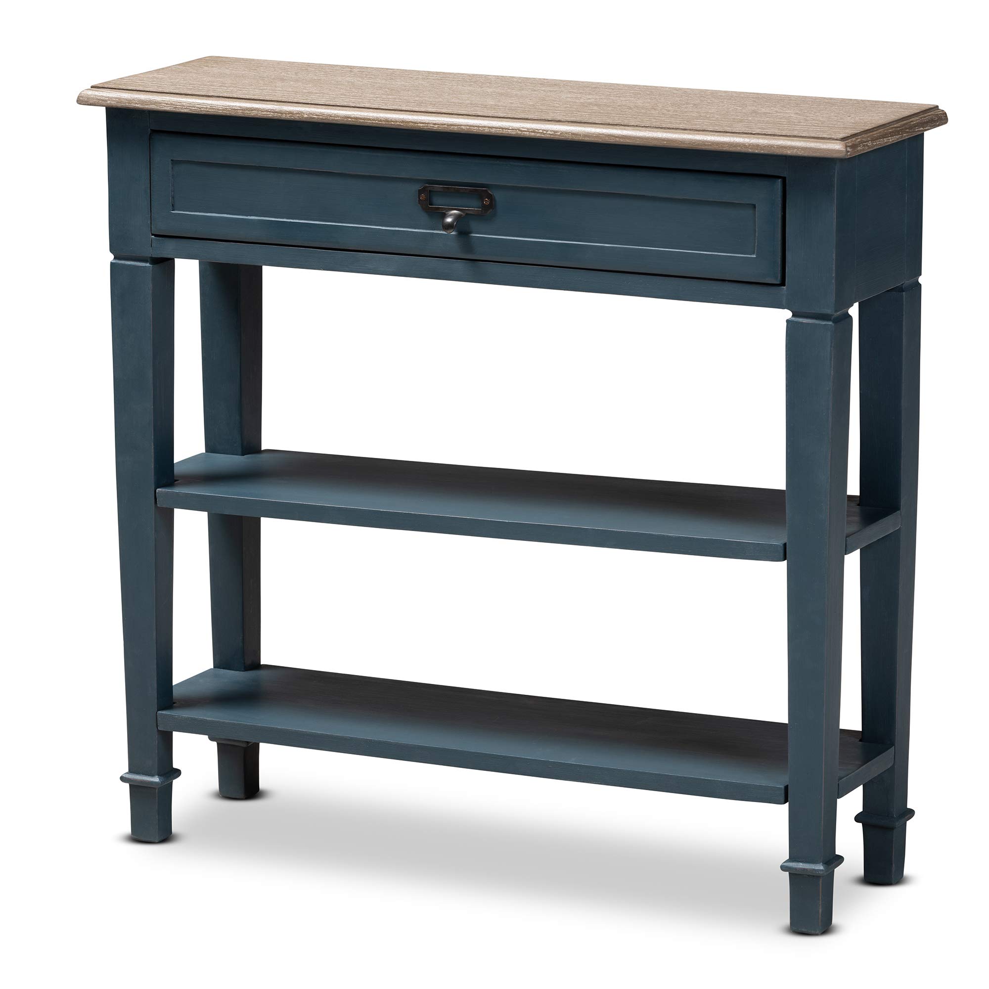 Baxton Studio Modern Console Table - Blue & Oak Finish - Entryway Sofa Table for Hallway, Living Room, or Bedroom Decor