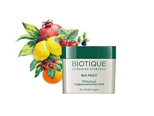 Biotique Bio Fruit Whitening Lip Balm 12g & Face Pack 75g - Natural Lip Care & Skin Brightening for Glowing Complexion | Perfect for Daily Beauty Routine & Special Occasions