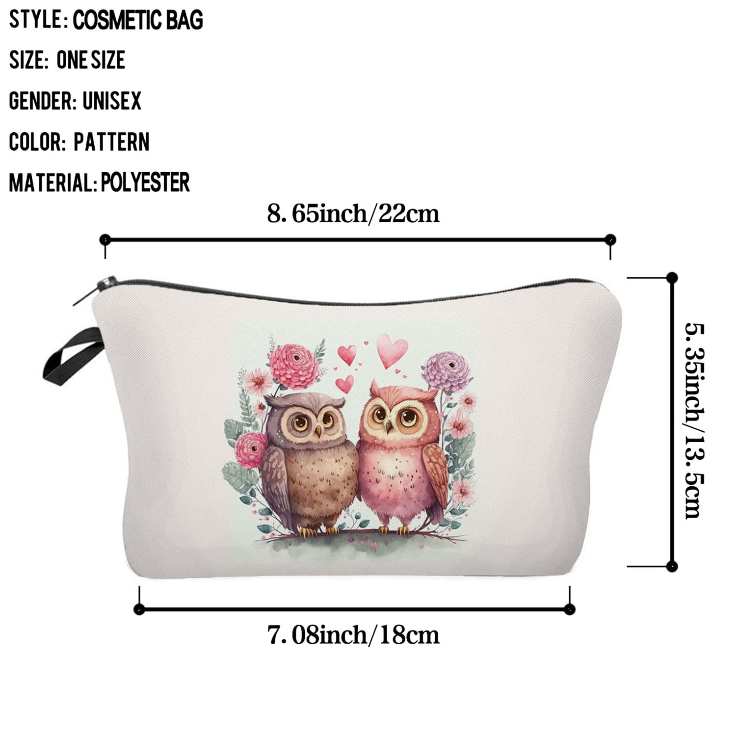 Cute Cartoon Owl Makeup Bag - Small Zippered Cosmetic Organizer Pouch for Women, Toiletry Travel Bag, Birthday & Christmas Gift for Owl Lovers - Perfect for Daily Use, Travel, and Gifting