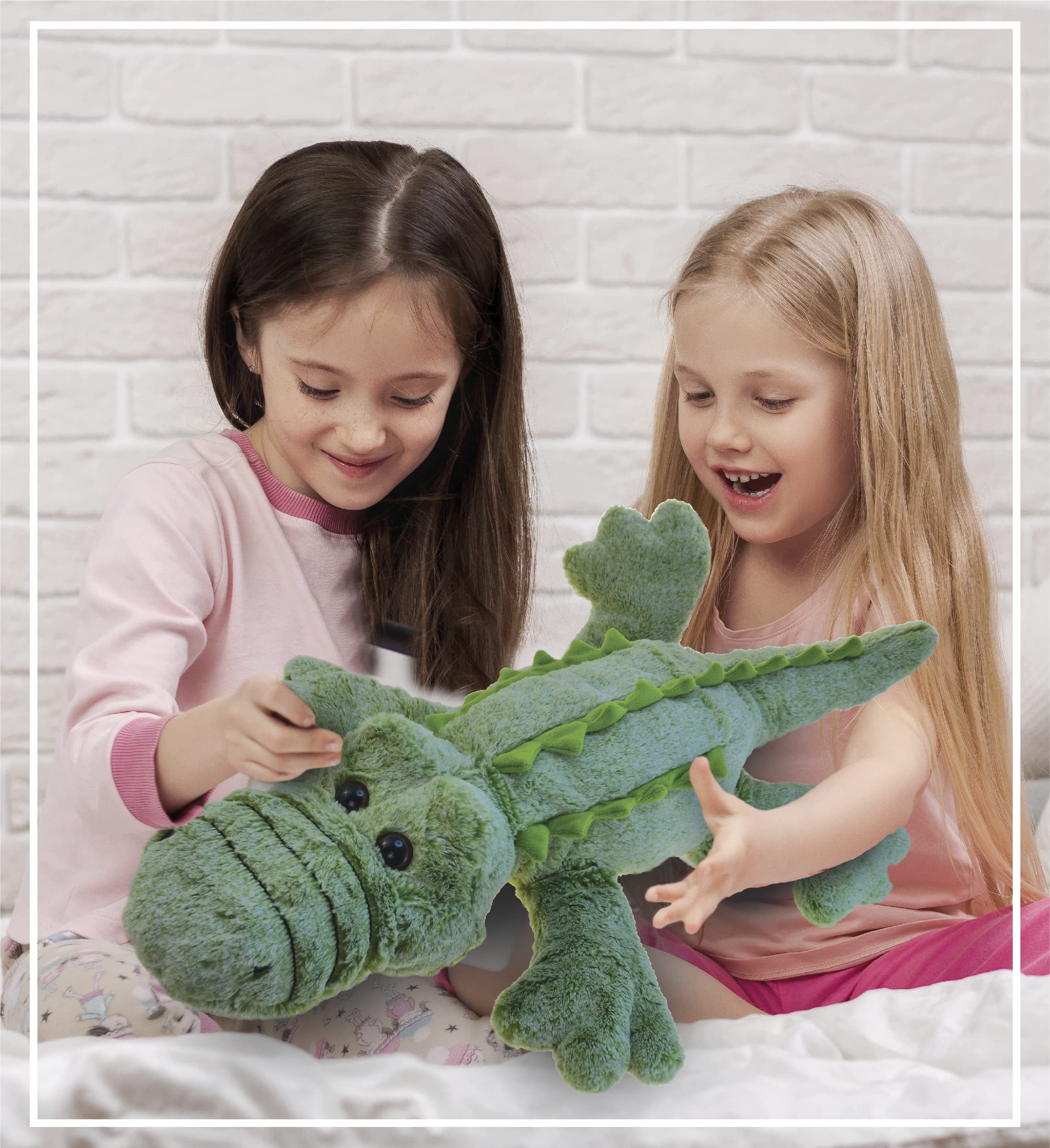 Puzzled DolliBu Super Soft Plush Alligator Stuffed Animal - 28 Inch Jumbo Hugging Pillow for Kids & Toddlers | Cozy Nap Buddy, Floor Cushion, Nursery Decor, Playroom Essential, Birthday Gift for Boys & Girls