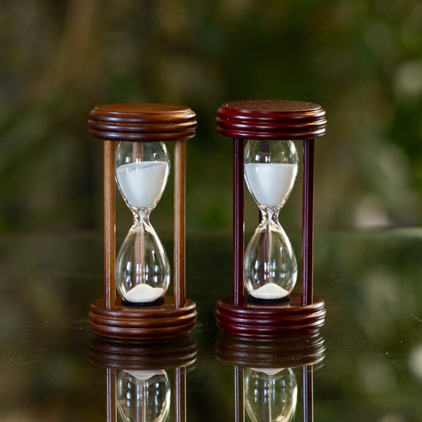 3 Minute Cherry or Walnut Sand Timer - Classic Hourglass for Board Games, Cooking, Classroom & Home Decor - Vintage Style Decorative Timer for Kids and Adults