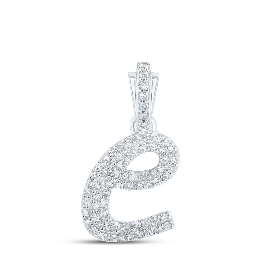 10K White Gold Women's Round Diamond E Initial Letter Pendant Necklace - 1/3 Cttw, Elegant Personalized Jewelry Gift for Her, Perfect for Birthdays, Anniversaries & Special Occasions