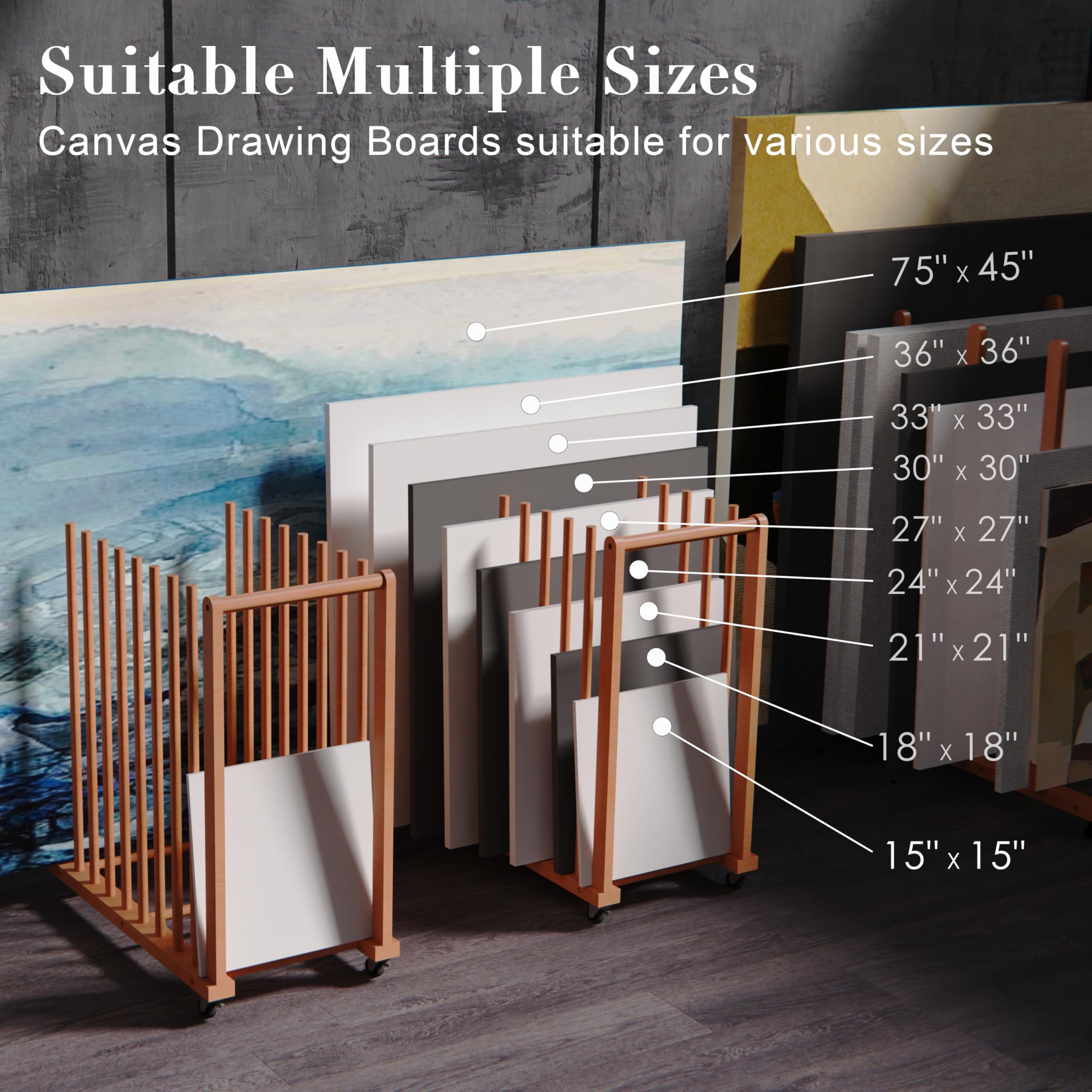 Art Storage Rack with Handle & Wheels - Canvas Board Organizer for Drawing Panels, Paper Pads & Art Supplies | Perfect for Art Studios, Galleries & Home Artworks Storage