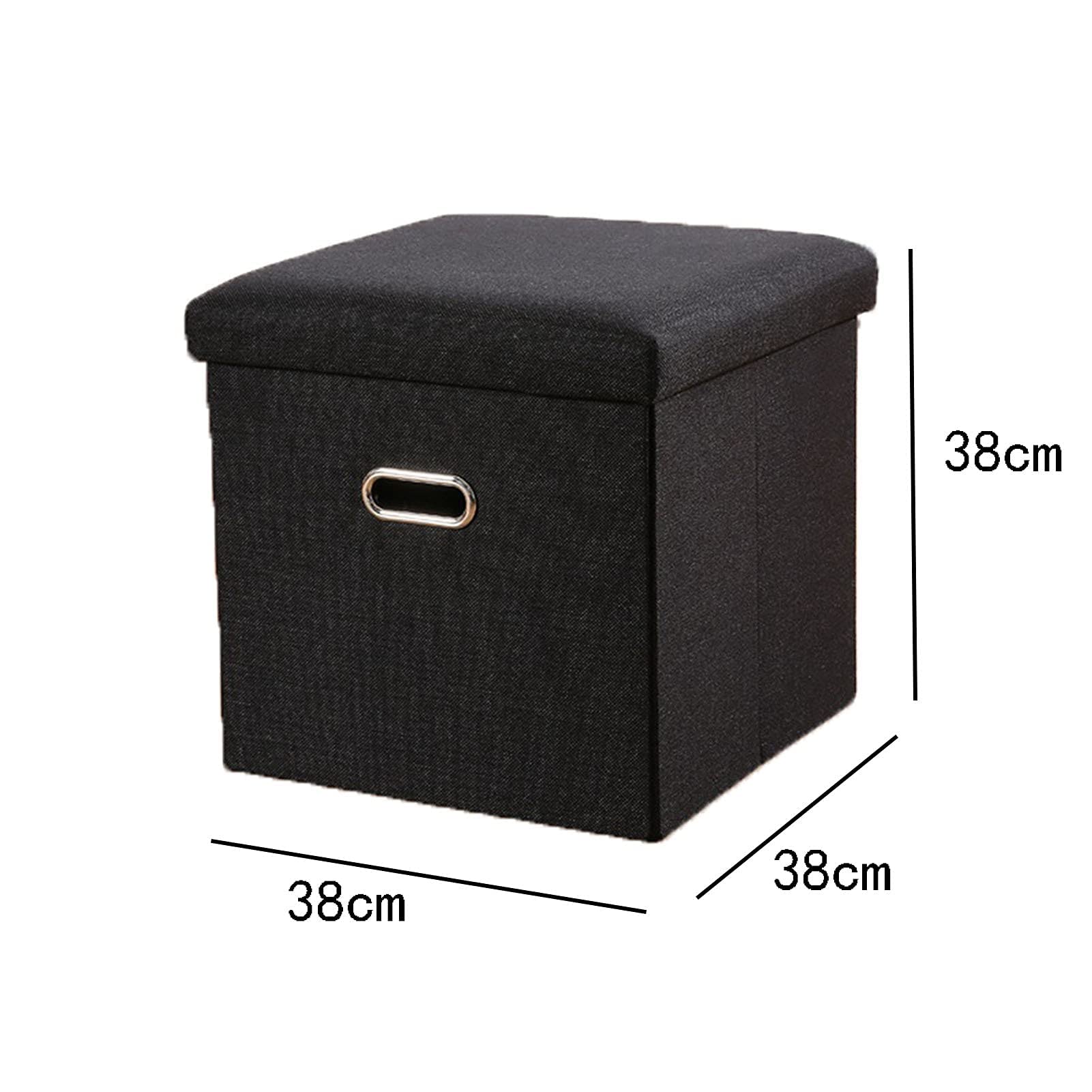 Cube Storage Stool - Foldable Ottoman Seat with Hidden Storage | Multi-Purpose Living Room Sofa Stool & Shoe Bench | Space-Saving Beige Footrest for Small Spaces | Perfect for Living Room, Bedroom & Entryway Organization
