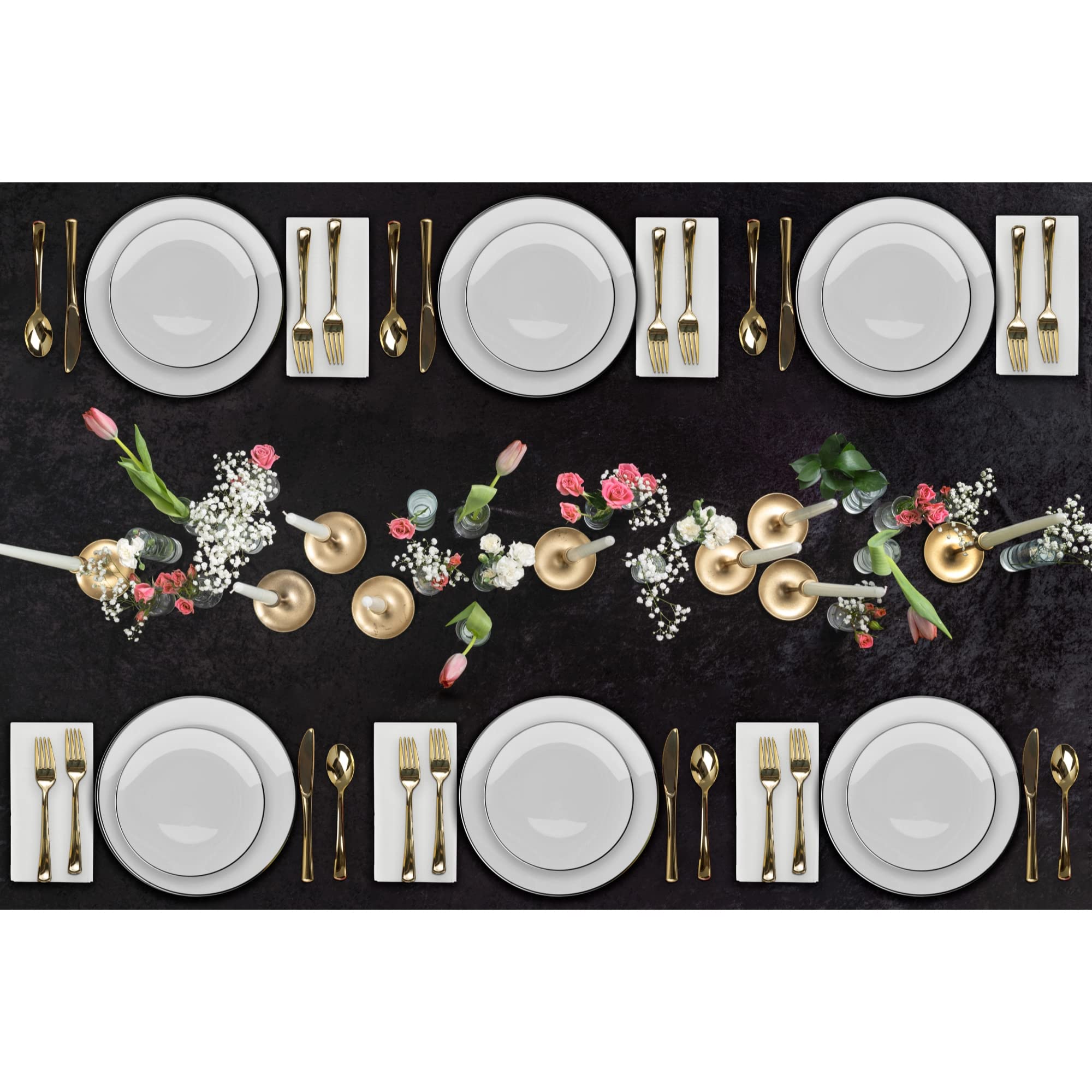 Trendables 40-Piece White Plastic Dinnerware Set with Plates & Cutlery - Durable Disposable Tableware for Parties, Picnics, BBQs, and Events