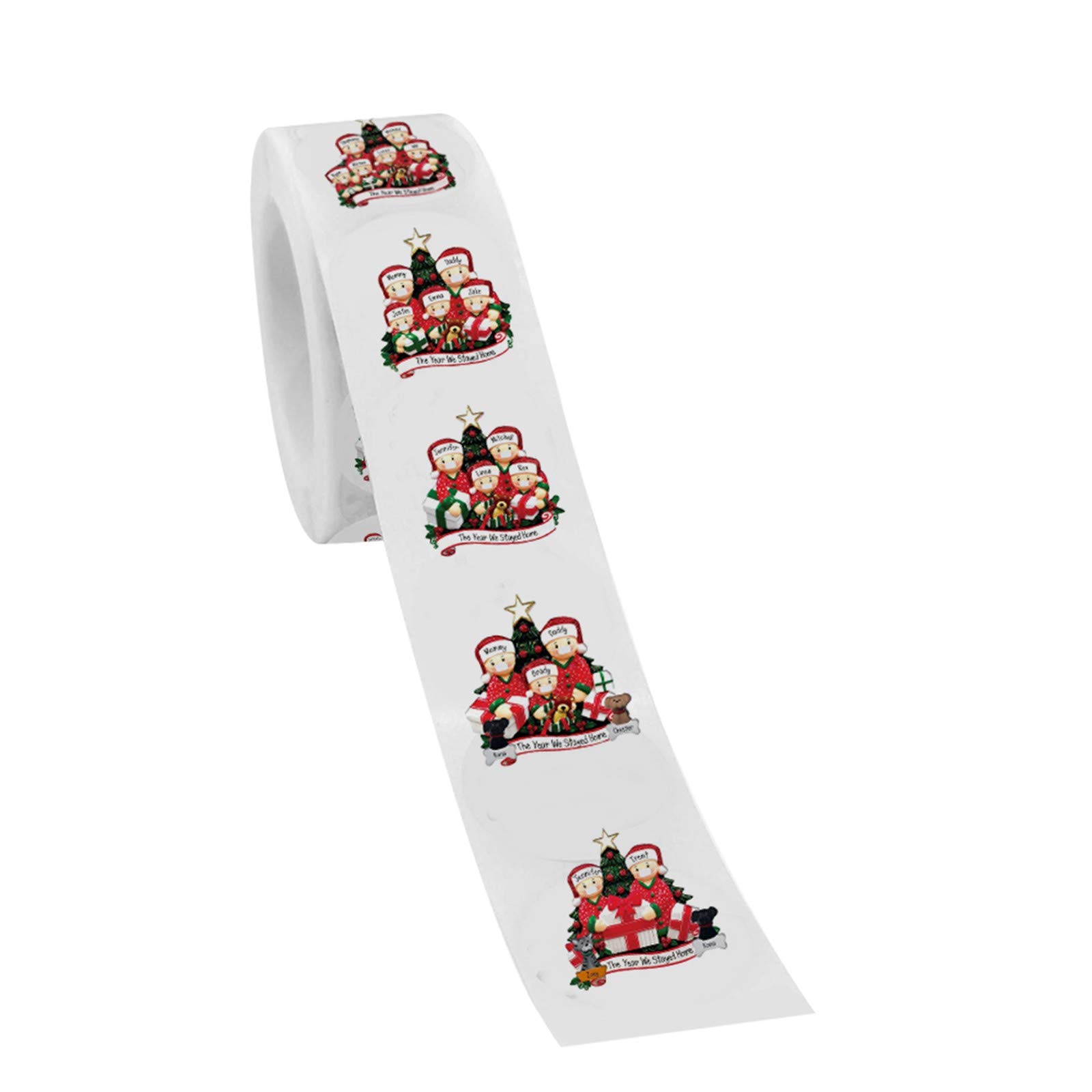 500-Piece Christmas Sticker Roll Set - Holiday Home Decor, DIY Gift Wrapping & Scrapbooking Supplies for Festive Party Decorations