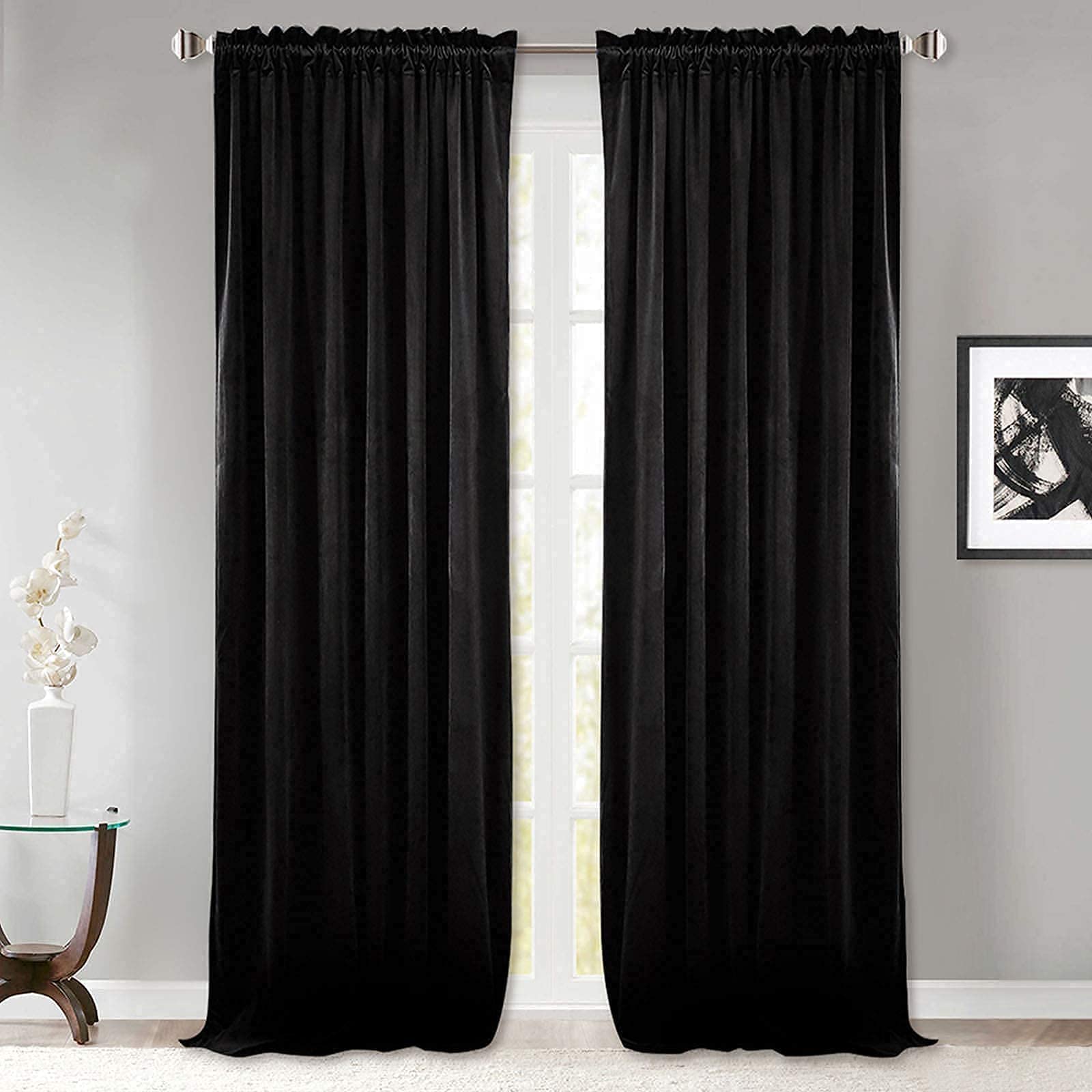 Luxury Velvet Curtains & Valance Set for Living Room, Bedroom - Blackout Thermal Insulated Window Drapes for Home Decor, Wedding, Hotel