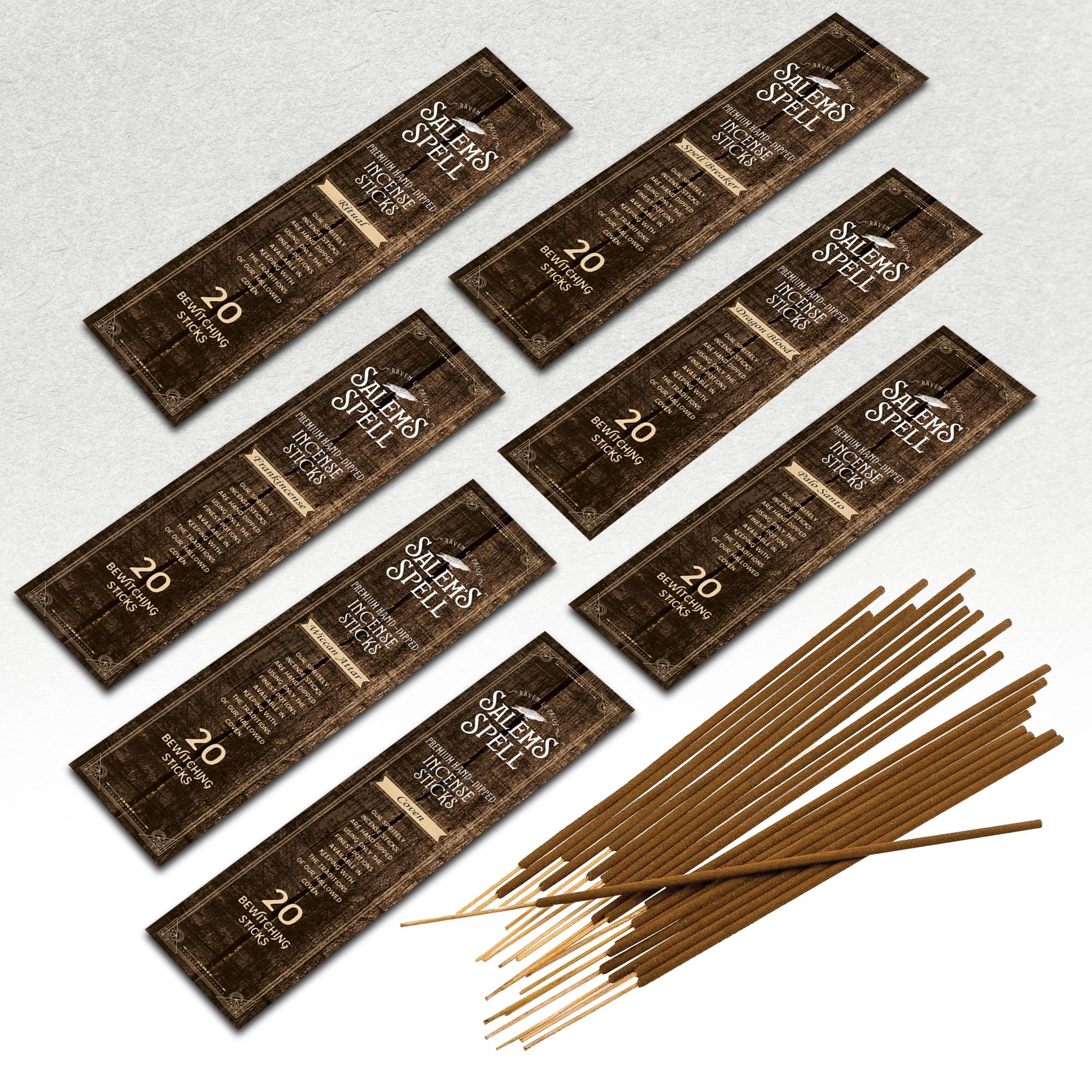 Premium Mecka Salem Spell Incense Sticks - 7-140 Count Set for Wicca Rituals, Meditation & Spiritual Cleansing | Organic Palo Santo, Frankincense & Dragon Blood Incense | Slow-Burning for Home, Yoga & Sacred Spaces