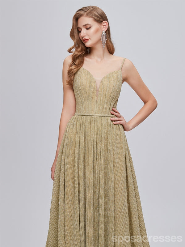 Elegant Spaghetti Strap A-Line V-Neck Long Prom Dresses for Women - Affordable Formal Gowns for Homecoming, Evening Parties & Special Occasions