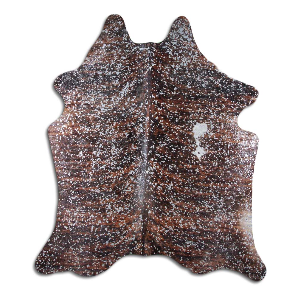 Silver Metallic Cowhide Hair Rug - Stylish Brindle Pattern for Living Room, Bedroom & Office Decor