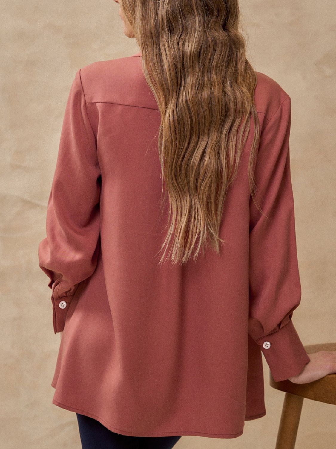 Perfee Women's Ruched Collar Long Sleeve Blouse - Elegant Office Wear & Casual Tops for Work, Date Night and Special Occasions