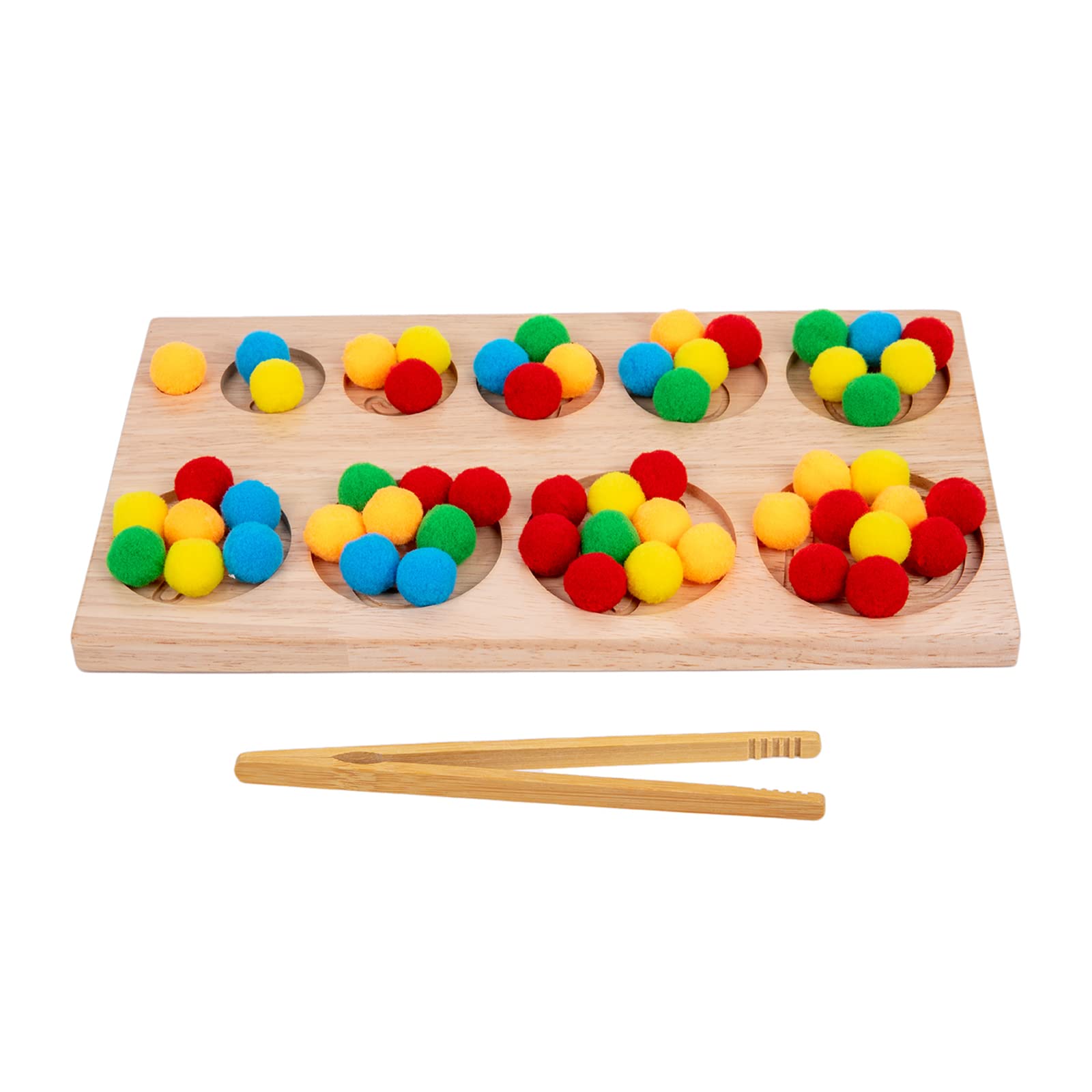Montessori Wooden Peg Balls - Double-Sided Rainbow Beads Counting & Matching Game for Kids - Fine Motor Skills & Early Learning Sorting Toys - Perfect for Preschool Classroom & Homeschool Activities