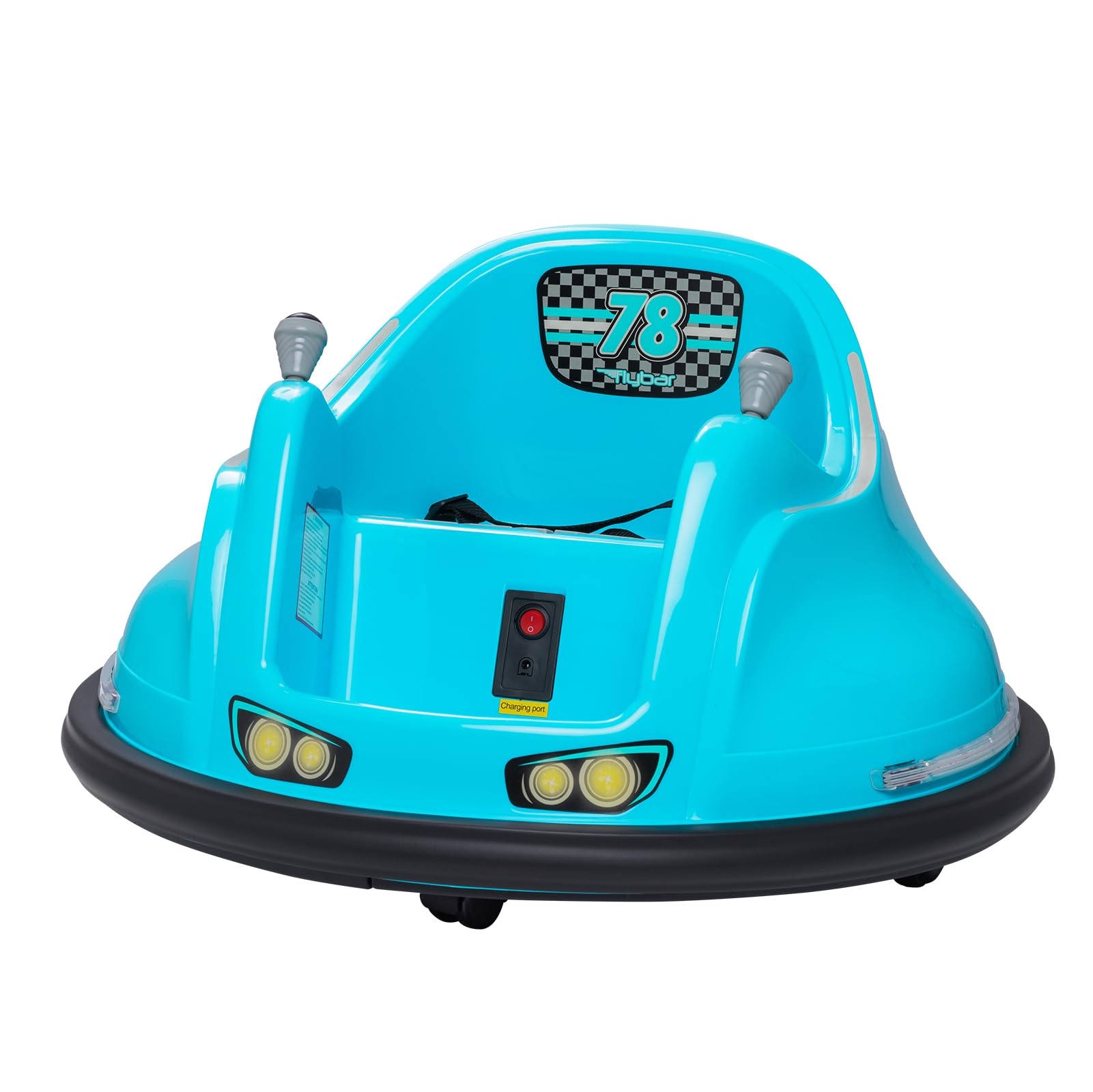 Flybar FunPark 6V Electric Bumper Car for Toddlers & Kids (1.5-4 Years) - 360° Spin, LED Lights, 66 lbs Capacity - Perfect for Indoor Playrooms, Birthday Parties & Backyard Fun (No Remote Control)