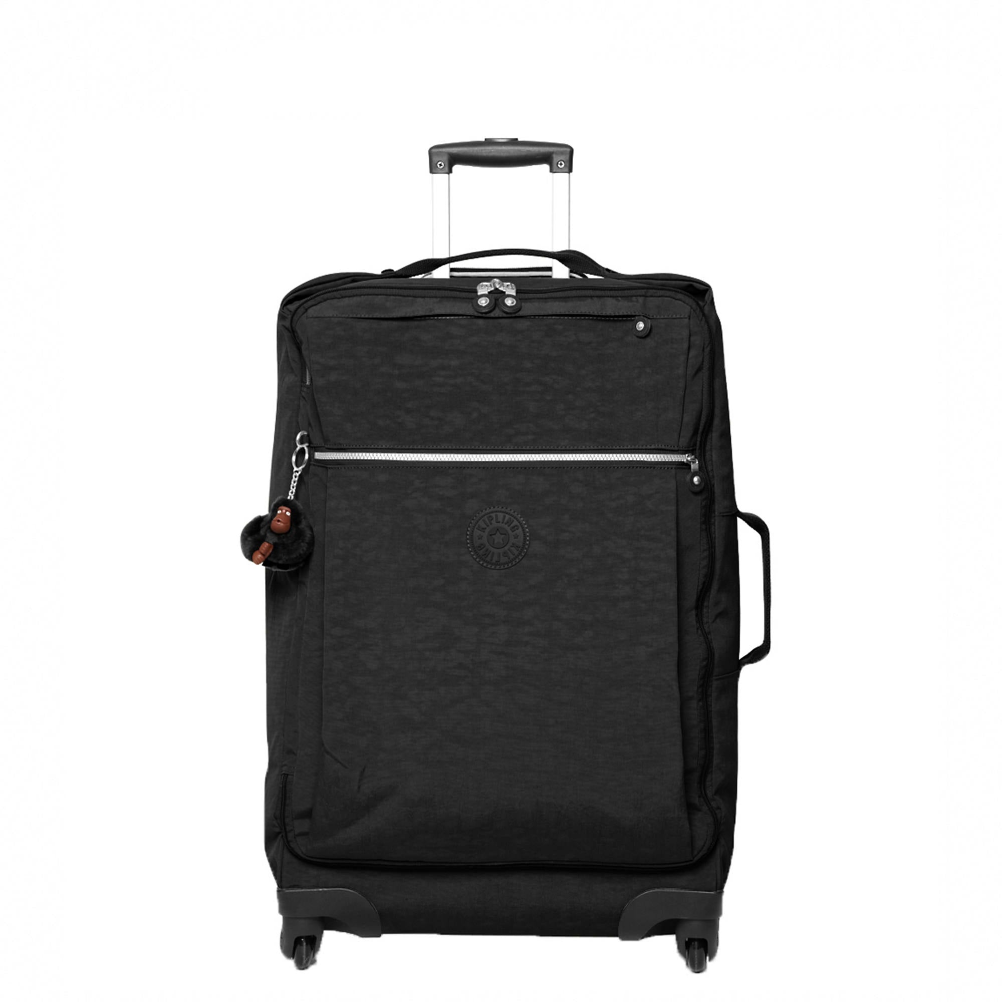 Kipling Darcey Medium Rolling Luggage - Black Tonal Carry-On Suitcase for Women | Perfect for Business Travel & Weekend Getaways