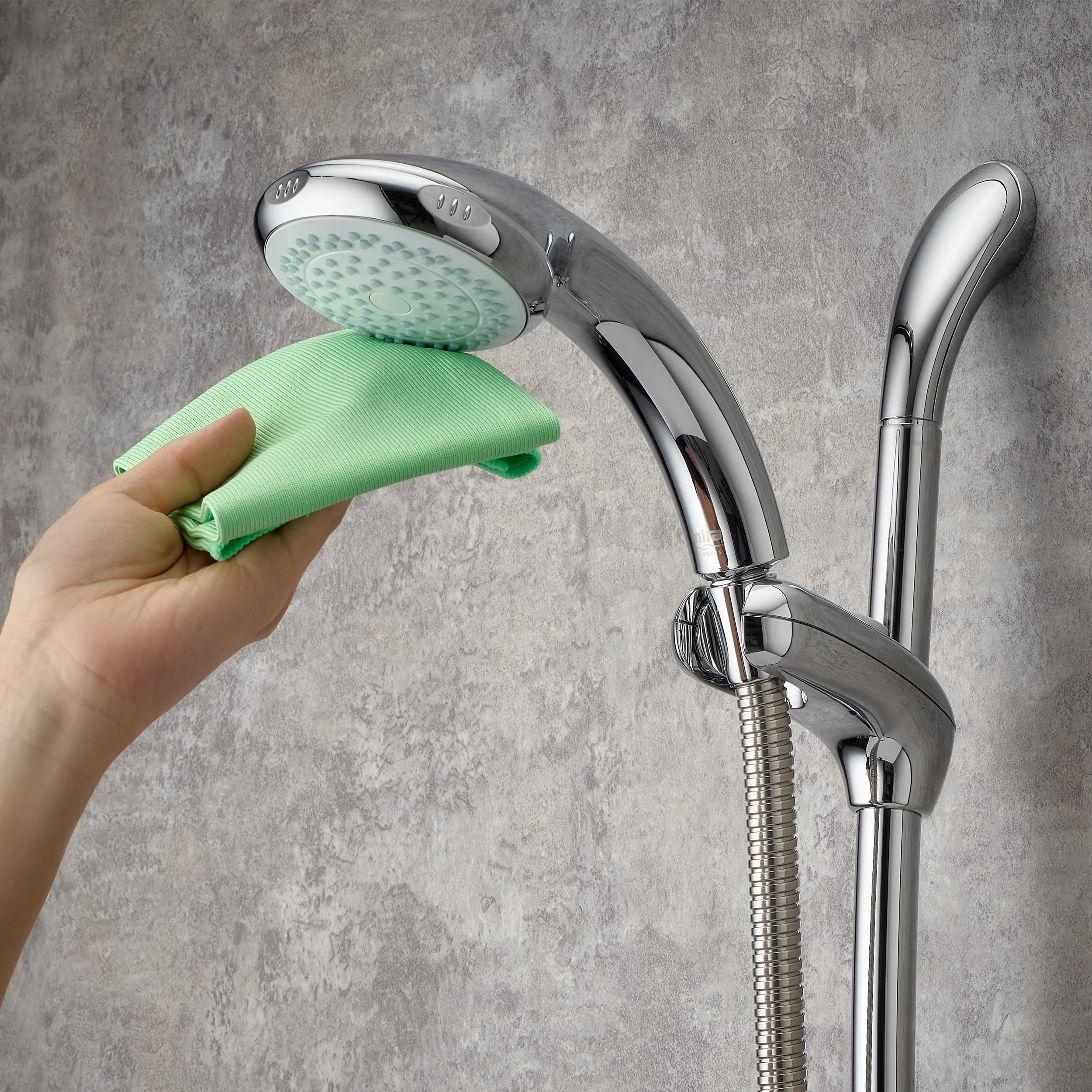 Premium Chrome Shower Fittings Kit - 4 Spray Showerhead with 1.25M Hose (Model 2.1605.154) for Bathroom & Spa Relaxation - High Pressure Water Saving Design
