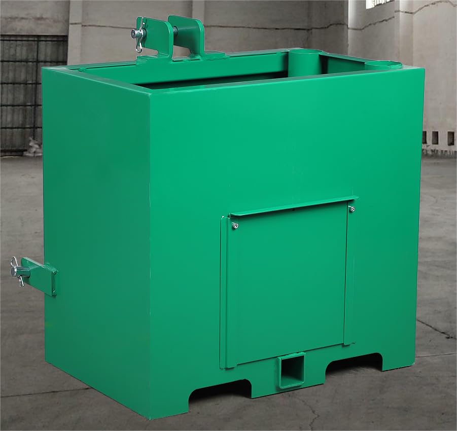 GARVEE 3 Point Ballast Box - 800lbs Capacity Tractor Counterweight with Standard 2 Inch Hitch Receiver - Heavy Duty Green Tractor Implement for Farming, Landscaping and Load Balancing