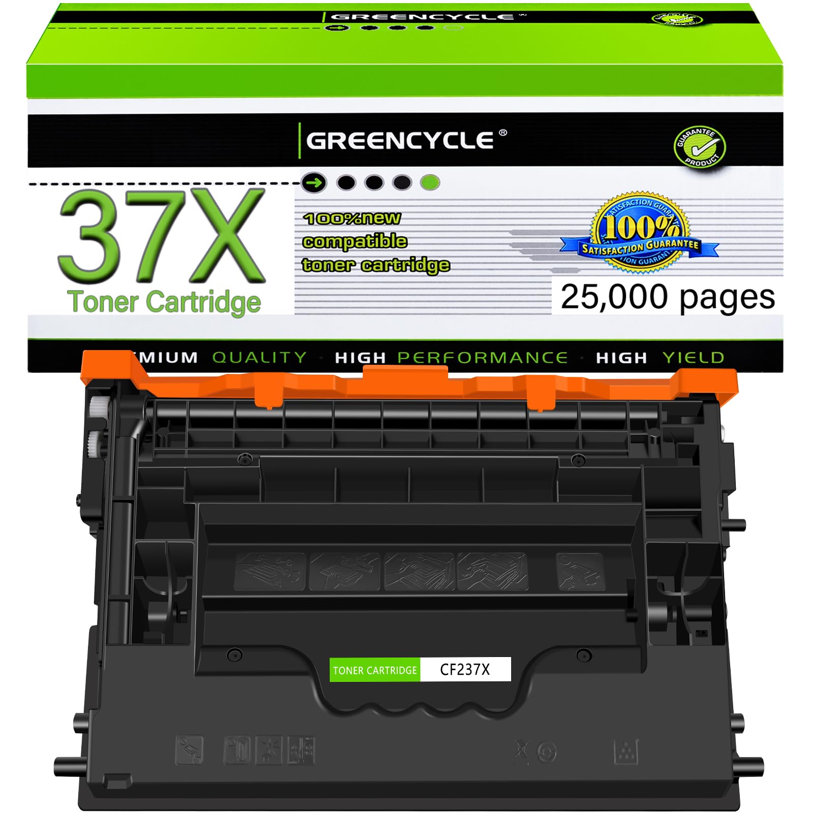 Greencycle Compatible Toner Cartridge Replacement for HP 37X/CF237X/37A/CF237A - Works with HP Enterprise M608/M609/M608n/M608dn/M608x/M609x/MFP M631/M632/M633 Printers - High-Yield Black Toner (1-Pack) - Perfect for Office Printing & High-Volume Document Needs