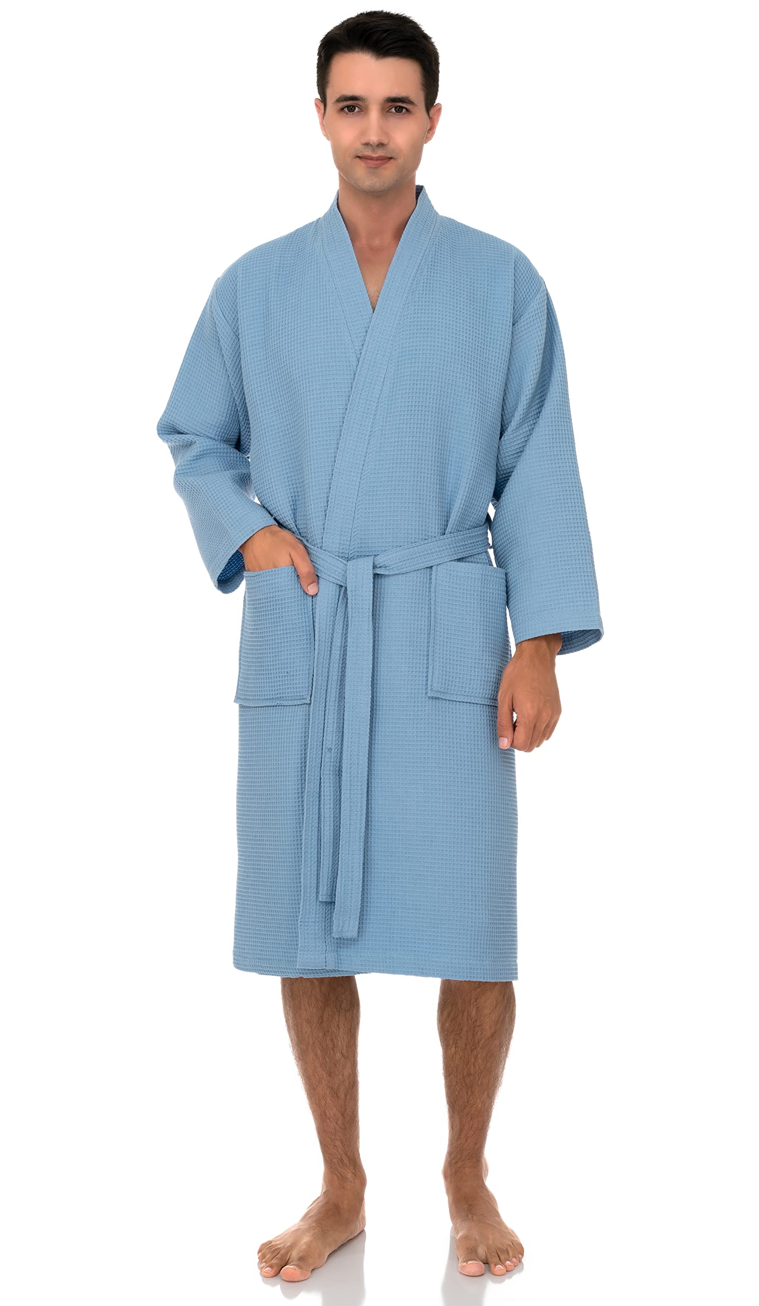 TowelSelections Men's Waffle Weave Bathrobe - Soft & Absorbent Spa Robe for Relaxation - Perfect for Home, Hotel & Spa Use
