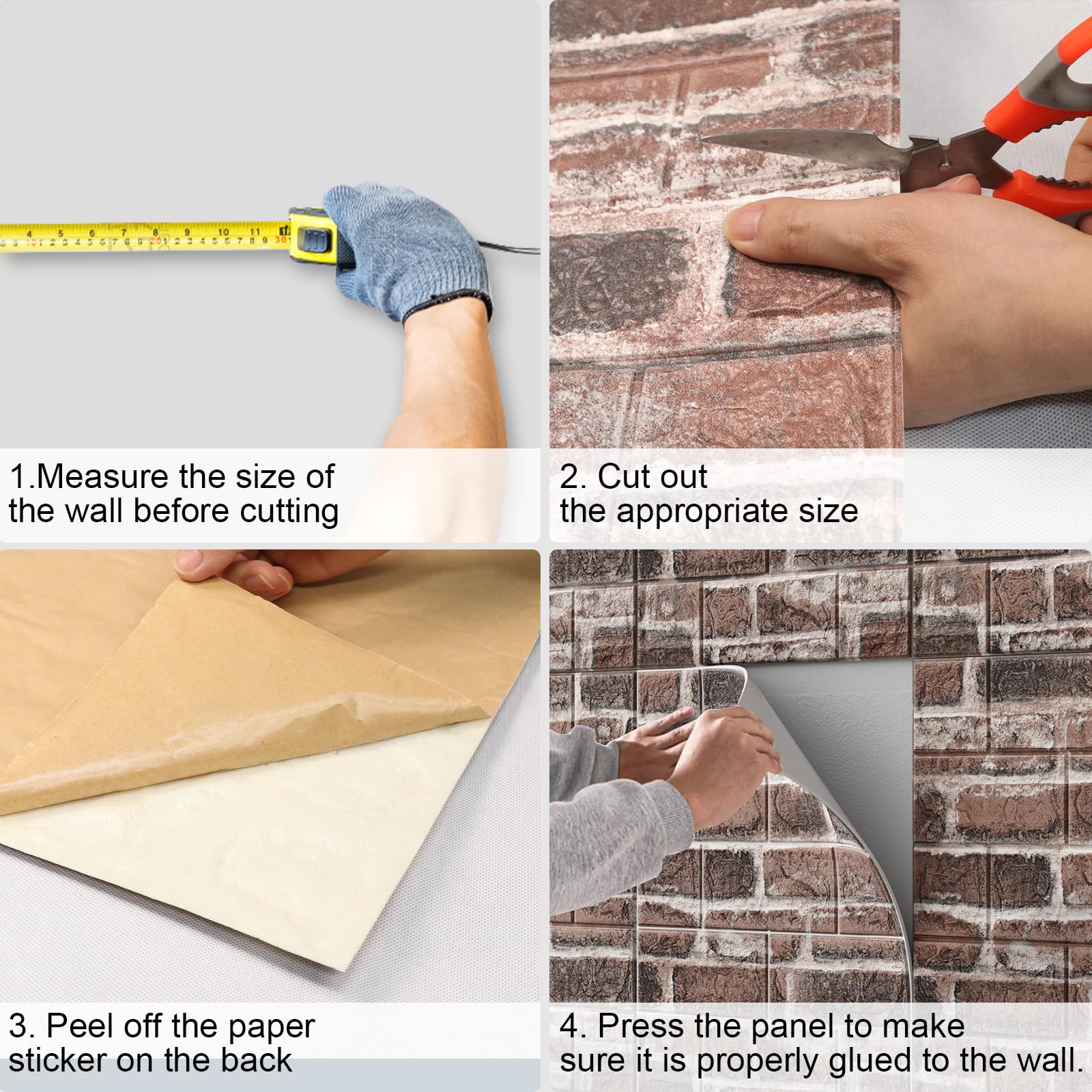 20PCS 3D Peel and Stick Faux Brick Wall Panels - Self-Adhesive Foam Stone Wallpaper for Bedroom, Kitchen, Living Room & Home Decor - Easy DIY Wall Covering for Accent Walls and Interior Design
