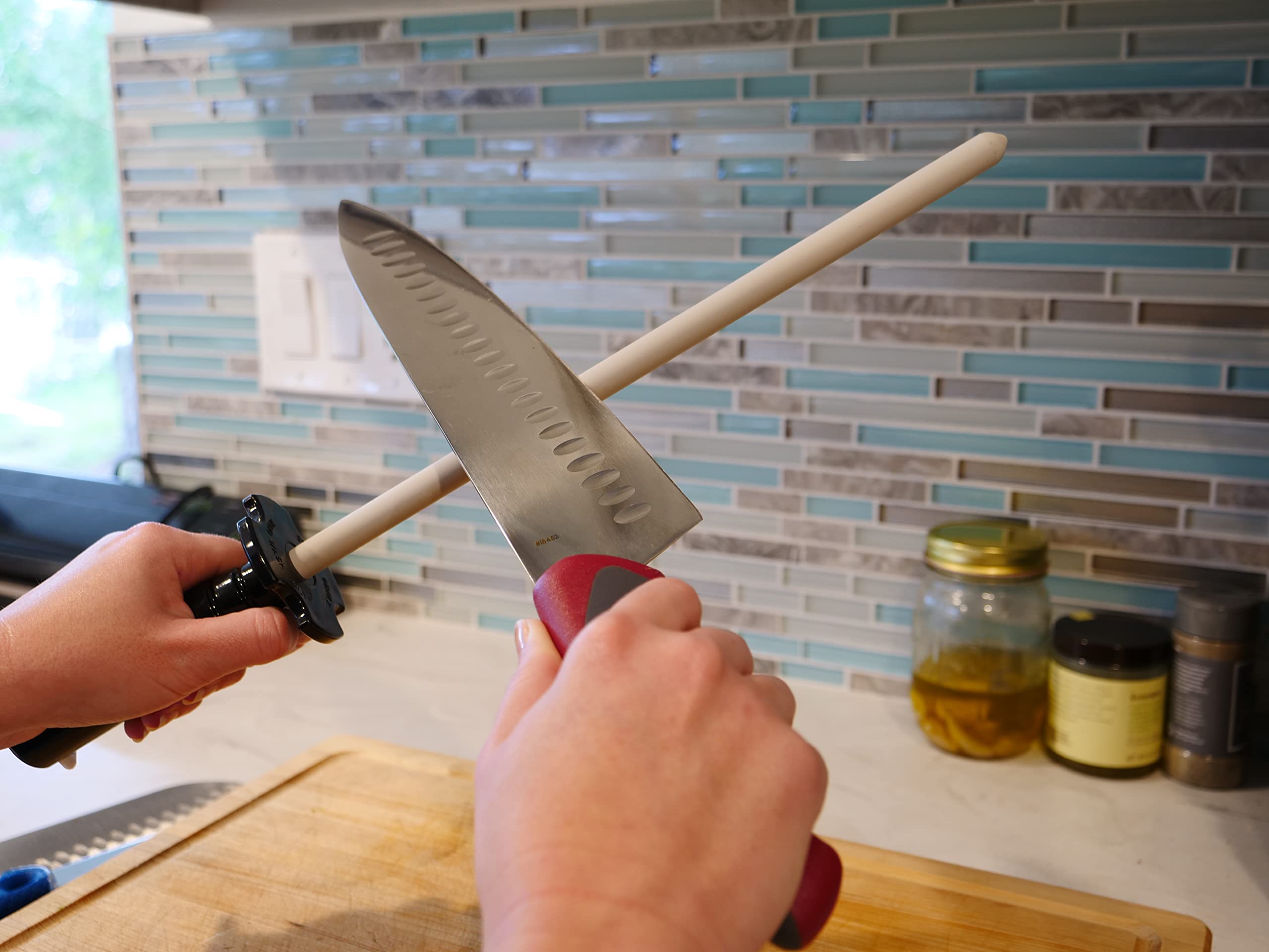 DMT CS2 12-Inch Ceramic Knife Sharpener & Honing Rod - White & Black | Professional Knife Sharpening Tool for Kitchen, Hunting, and Outdoor Use