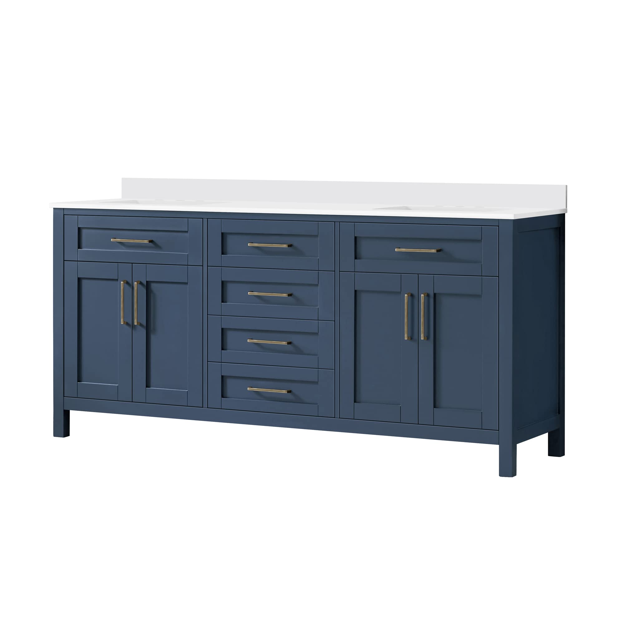 OVE Decors Maya 72-Inch Double Sink Bathroom Vanity in Midnight Blue - Modern Bathroom Storage Solution for Master Bath & Guest Powder Room