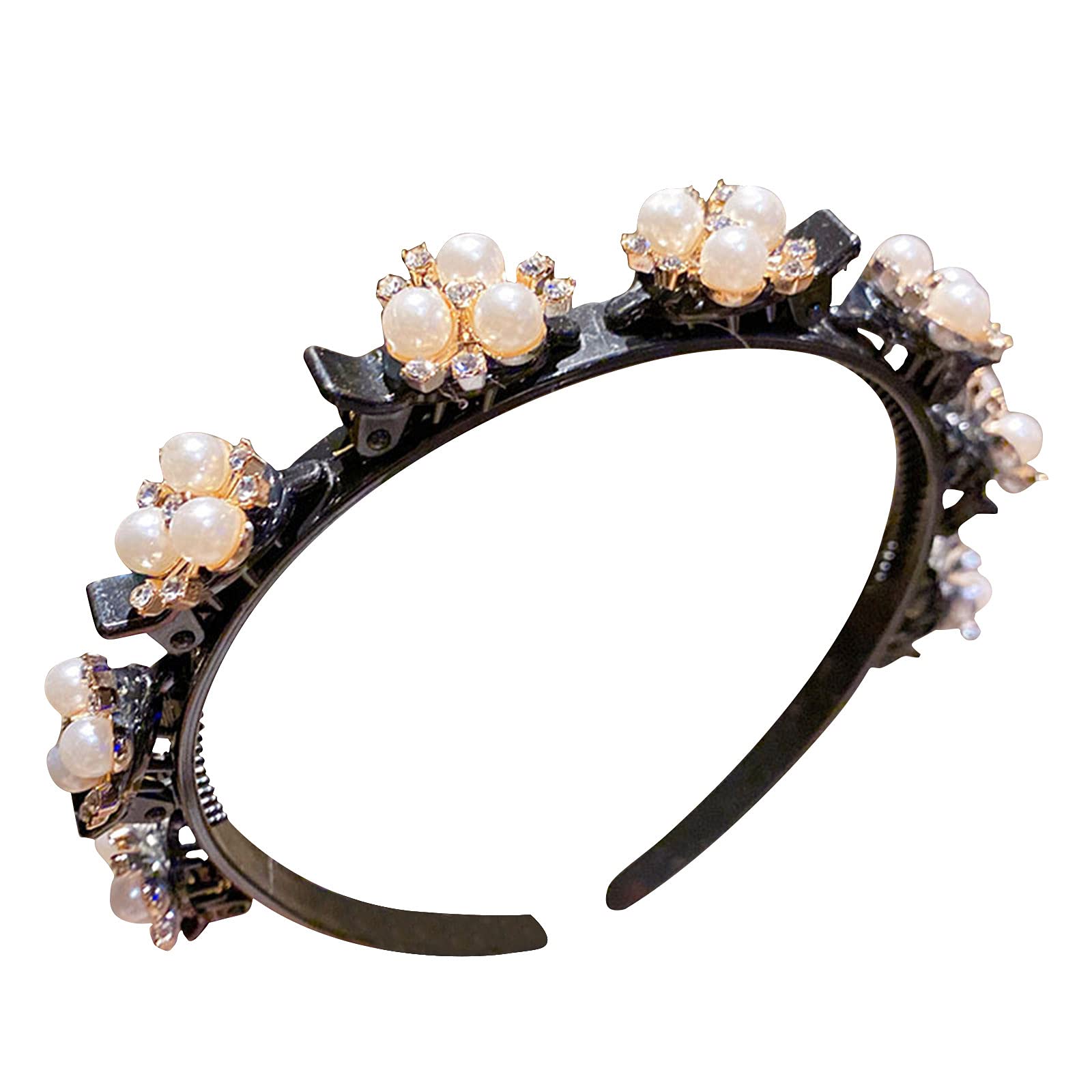 Elegant Women's Pearl Rhinestone Headband - Strong Hold Hair Accessory for Weddings, Parties & Special Occasions #1001