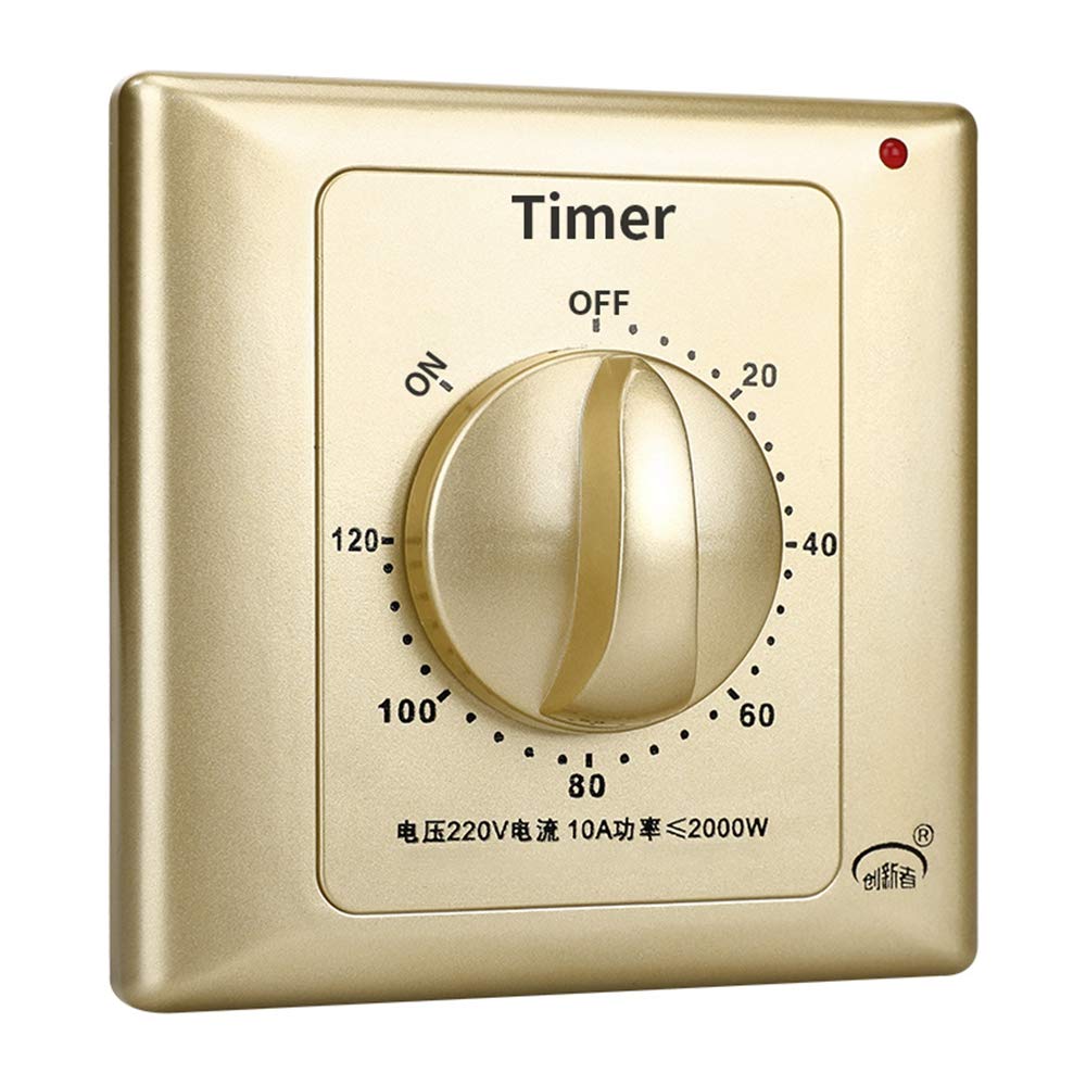 120 Minute Spring Loaded Mechanical Timer Switch - Automatic Shutoff Countdown Wall Timer for Exhaust Fans, Lights, Appliances | Perfect for Bathrooms, Kitchens, Workshops & Home Automation