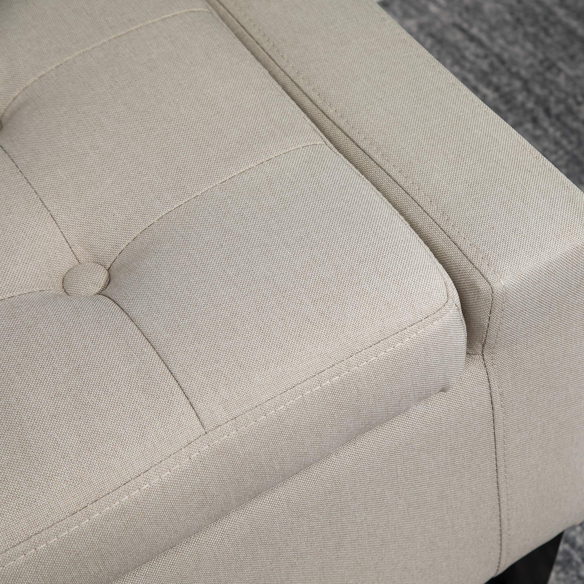 HOMCOM Linen Upholstered Storage Ottoman Bench with Lift Top & Button Tufted Design - Beige Storage Seat for Living Room, Bedroom & Entryway - Multi-Functional Footrest & Hidden Storage Solution