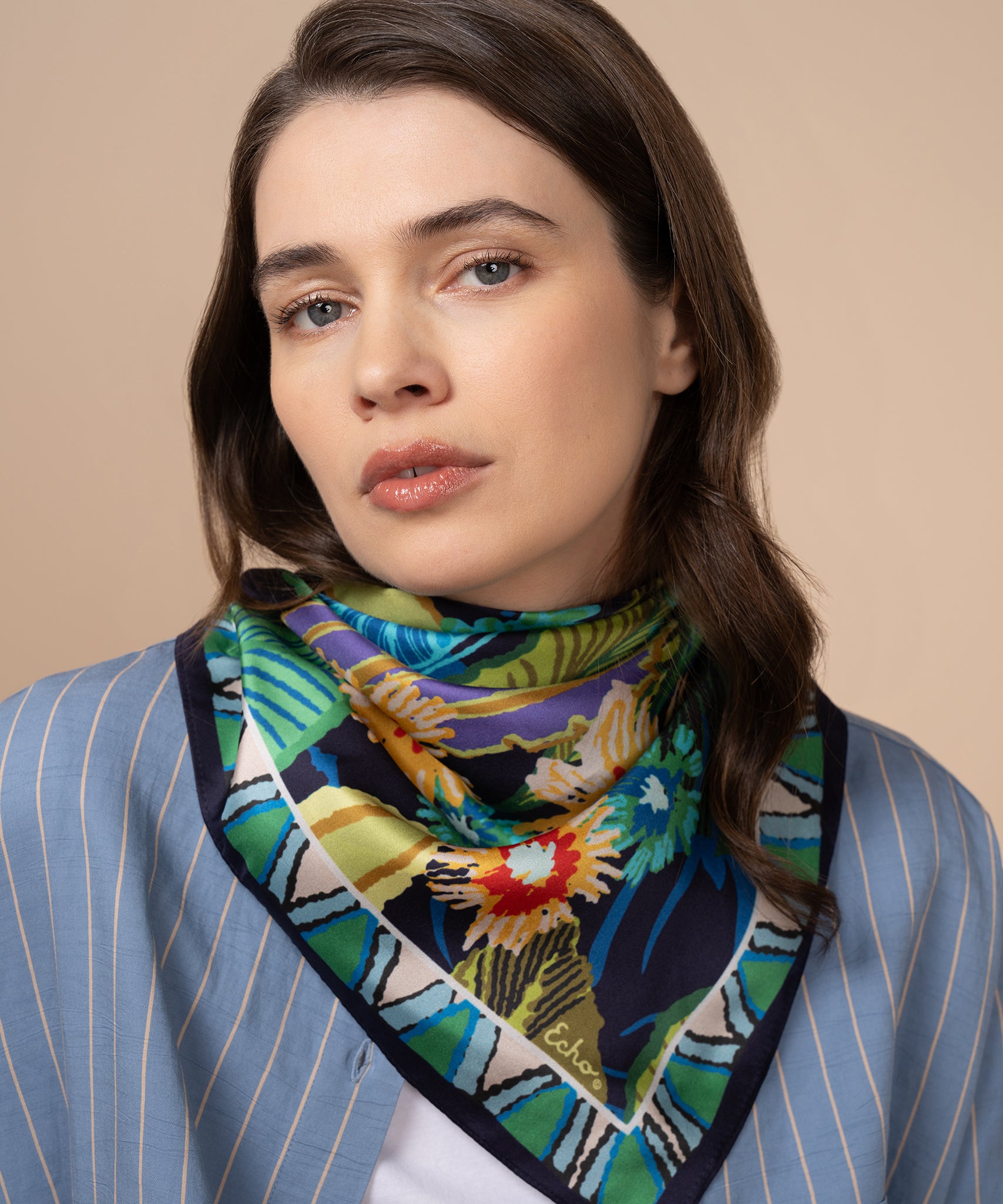 Rainforest 35 Silk Square Scarf - Premium Lightweight Fashion Accessory for Women, Elegant Gift for Mother's Day, Wedding & Office Wear