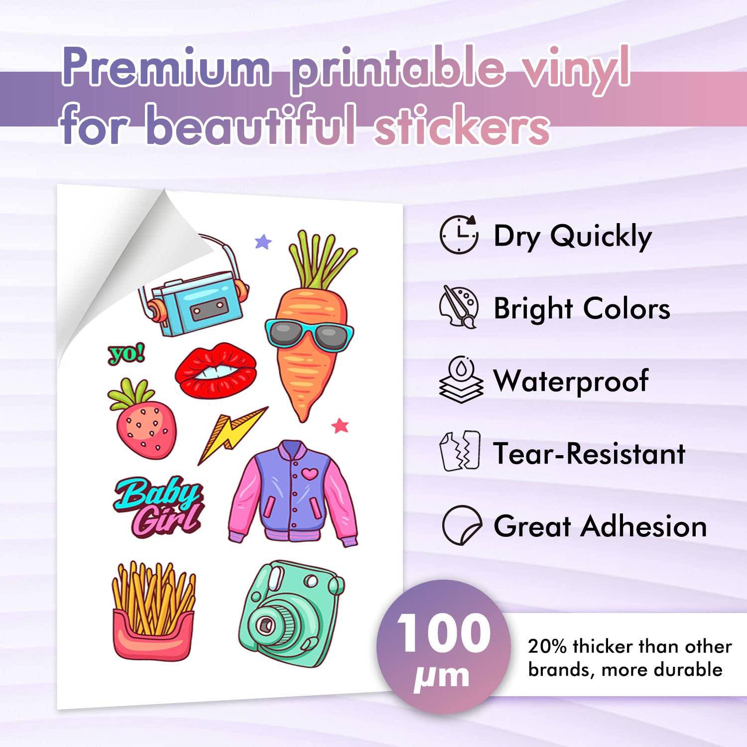 Premium Koala Printable Vinyl Sticker Paper for Inkjet Printers - Matte & Glossy White Finish - Vibrant Colors, Durable & Waterproof - DIY Crafts, Laptop Decals, Water Bottle Labels, Planner Stickers
