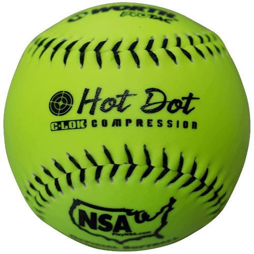 Worth 11 Hot Dot NSA Slowpitch Softballs 52/275 (Dozen) - Official Game Balls for Slow Pitch Softball Tournaments & Recreational Play