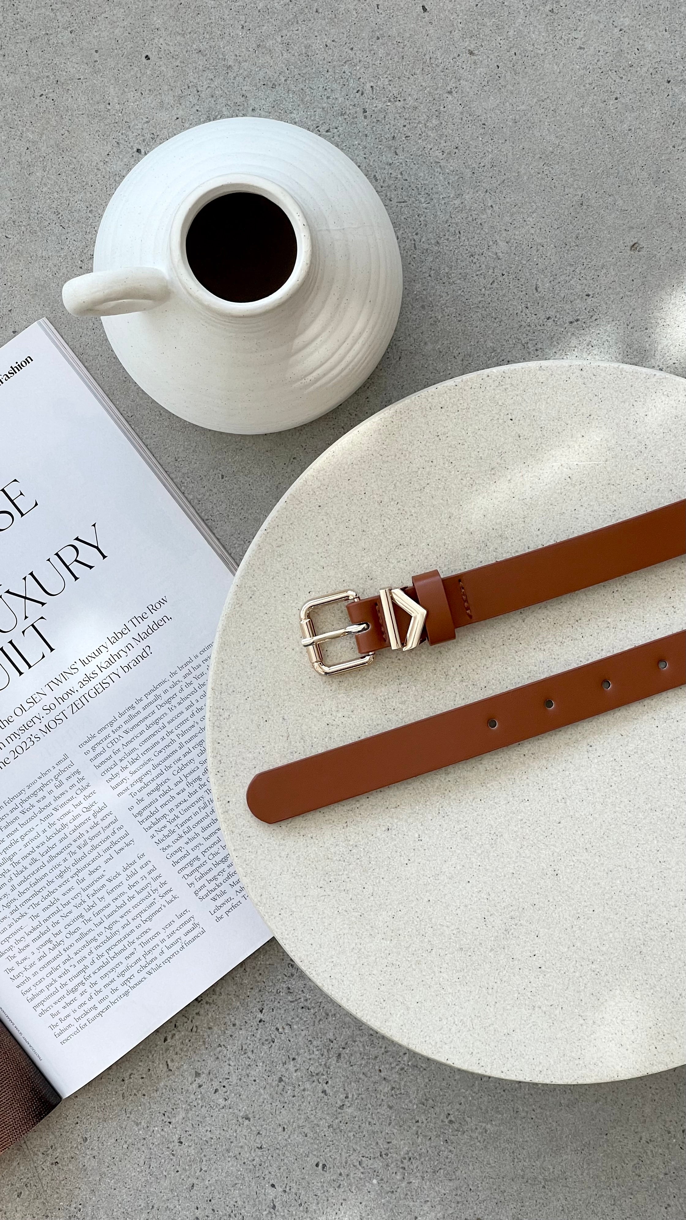 Fleur Leather Belt for Women - Genuine Brown Belt with Adjustable Buckle - Perfect for Casual, Office, and Everyday Wear