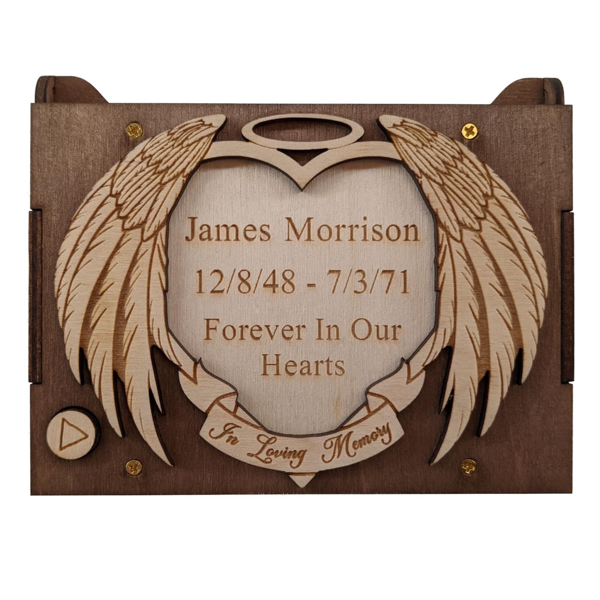Personalized Angel Wings Music Box - Custom Engraved Photo & Recordable Sound - Memorial Keepsake Gift for Loved Ones - Perfect for Anniversaries, Funerals & Special Occasions