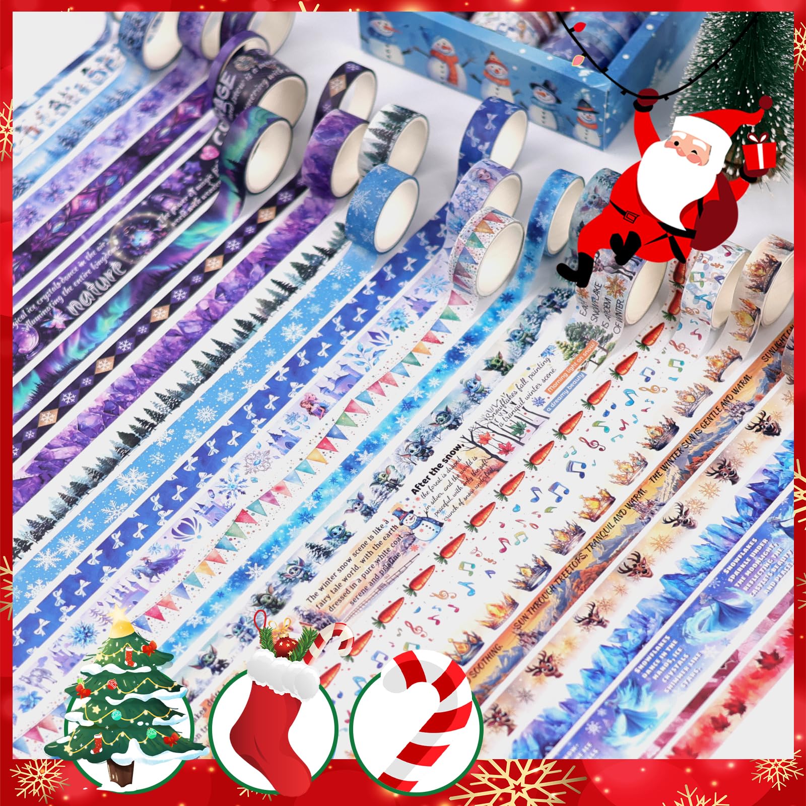 Christmas Washi Tape Set - 27 Rolls Decorative Tape with Snowflake & Winter Designs for Journaling, Scrapbooking, DIY Crafts, Gift Wrapping & Holiday Decorations - Perfect for Bullet Journals, Scrapbooks, Christmas Cards & Kids Crafts