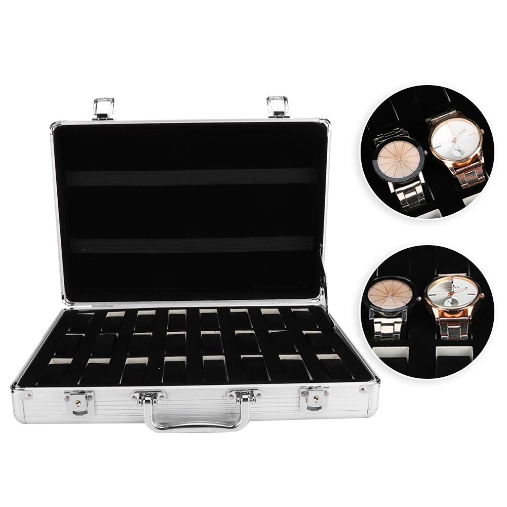 Premium Aluminum Watch Display Case - 24 Grid Watch Holder Box for Collector Storage, Sunglasses & Jewelry Organizer | Perfect for Watch Enthusiasts, Birthday Gifts & Travel Accessories