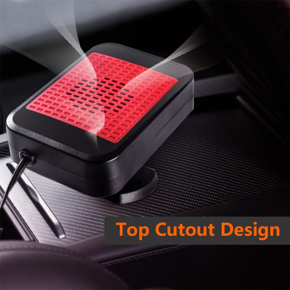 12V 150W Portable Car Heater & Cooling Fan - 2-in-1 Electric Heater for Winter & Summer - 360° Rotatable for Windshield Defrosting & Defogging - Perfect for Road Trips & Emergency Car Use